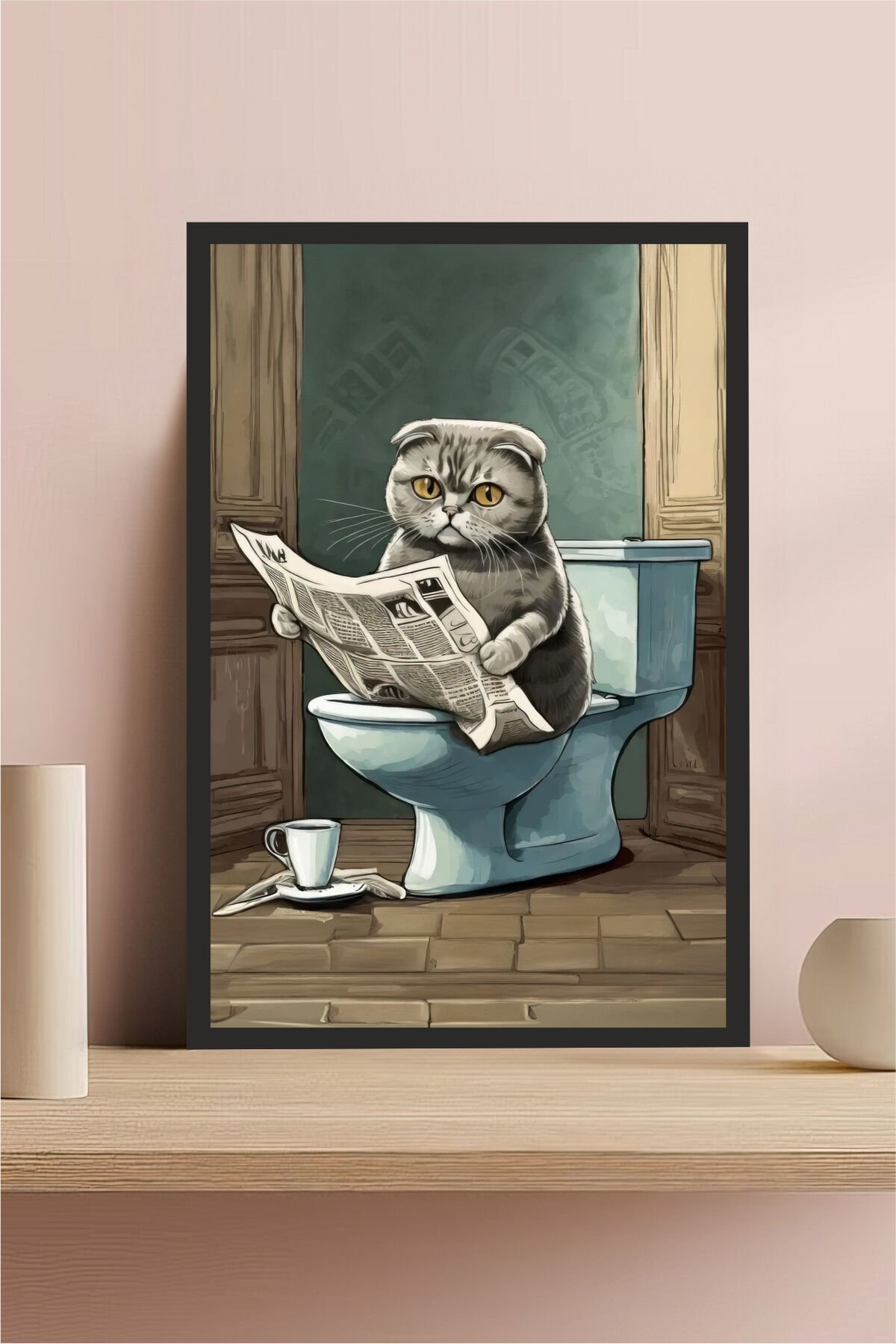 Kedi tasarımlı Çerçeve Görünümlü Mdf Tablo