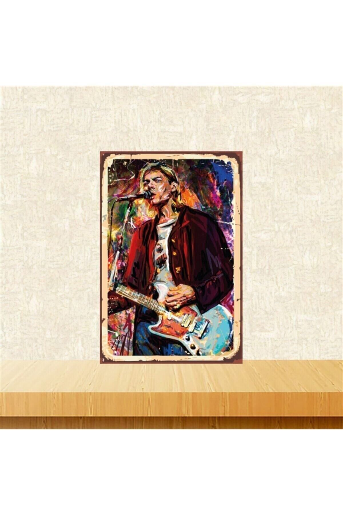 Kurt Cobain 20-30 Cm Retro Ahşap Tablo Tkfx4700