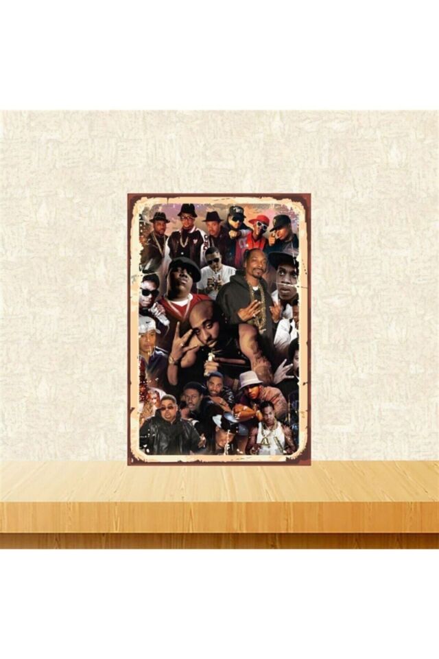 Hiphop Sanatçıları 20-30 Cm Retro Ahşap Tablo Tkfx4691