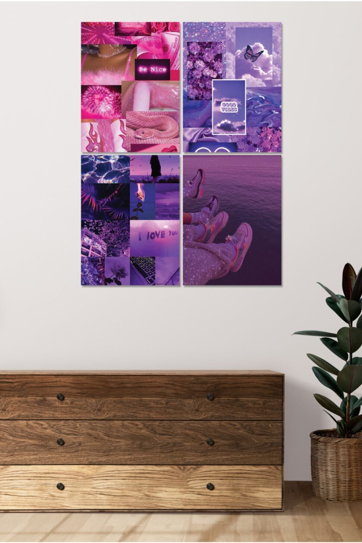 4 Parçalı Çerçeve Görünümlü Mdf Tablo Seti Dnu029