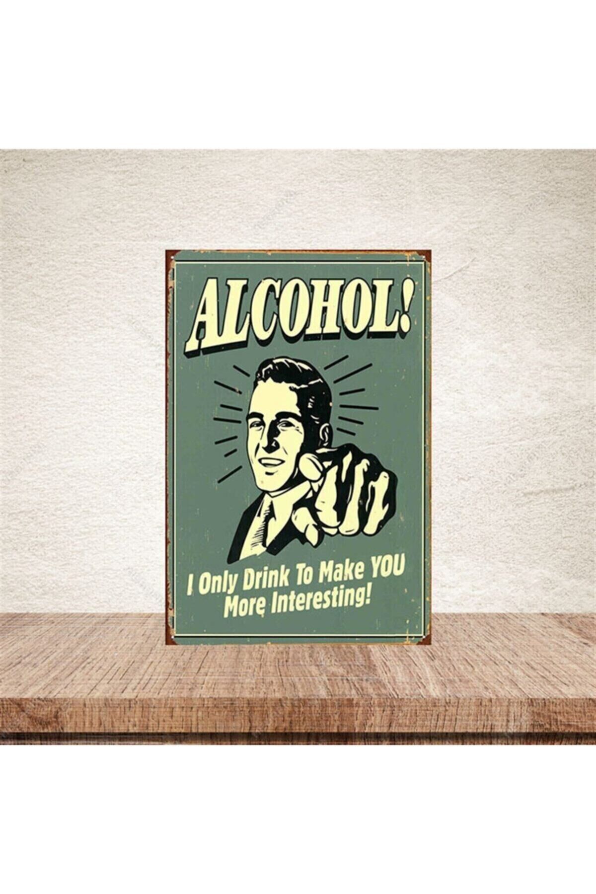 Alcohol 20x30 cm Retro Ahşap Poster