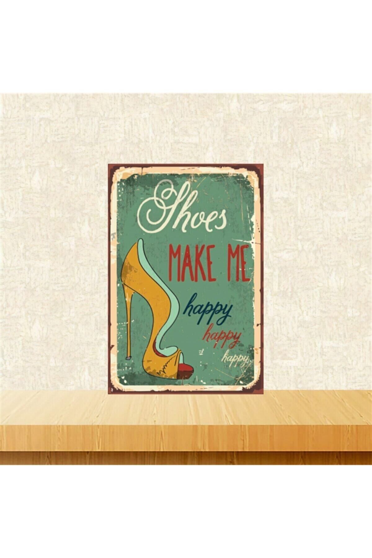 Shoes Make Me 20-30 Cm Retro Ahşap Tablo Tkfx5337