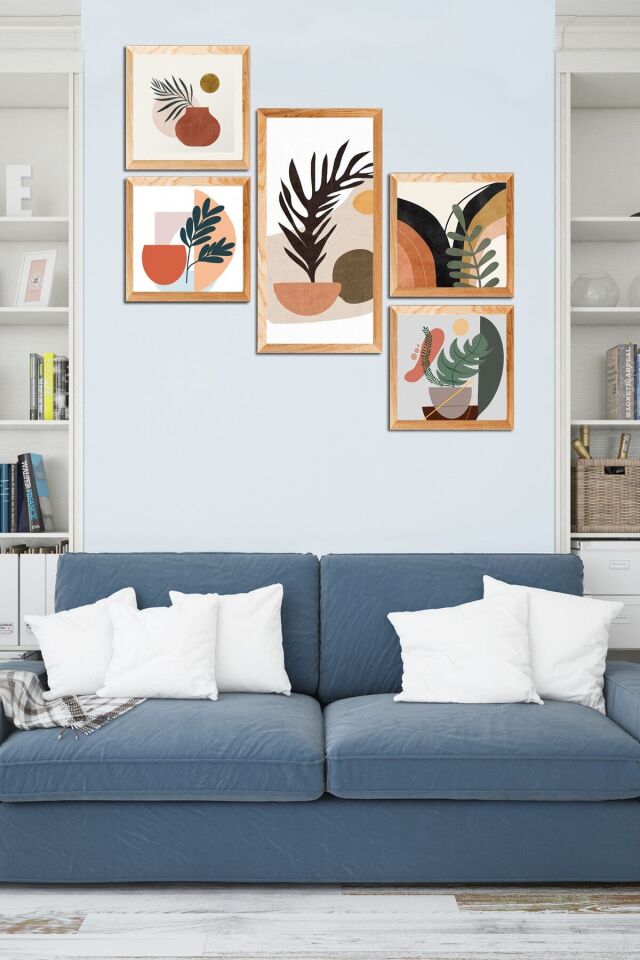 5 Parçalı Çerçeve Görünümlü Mdf Tablo Seti Atf304