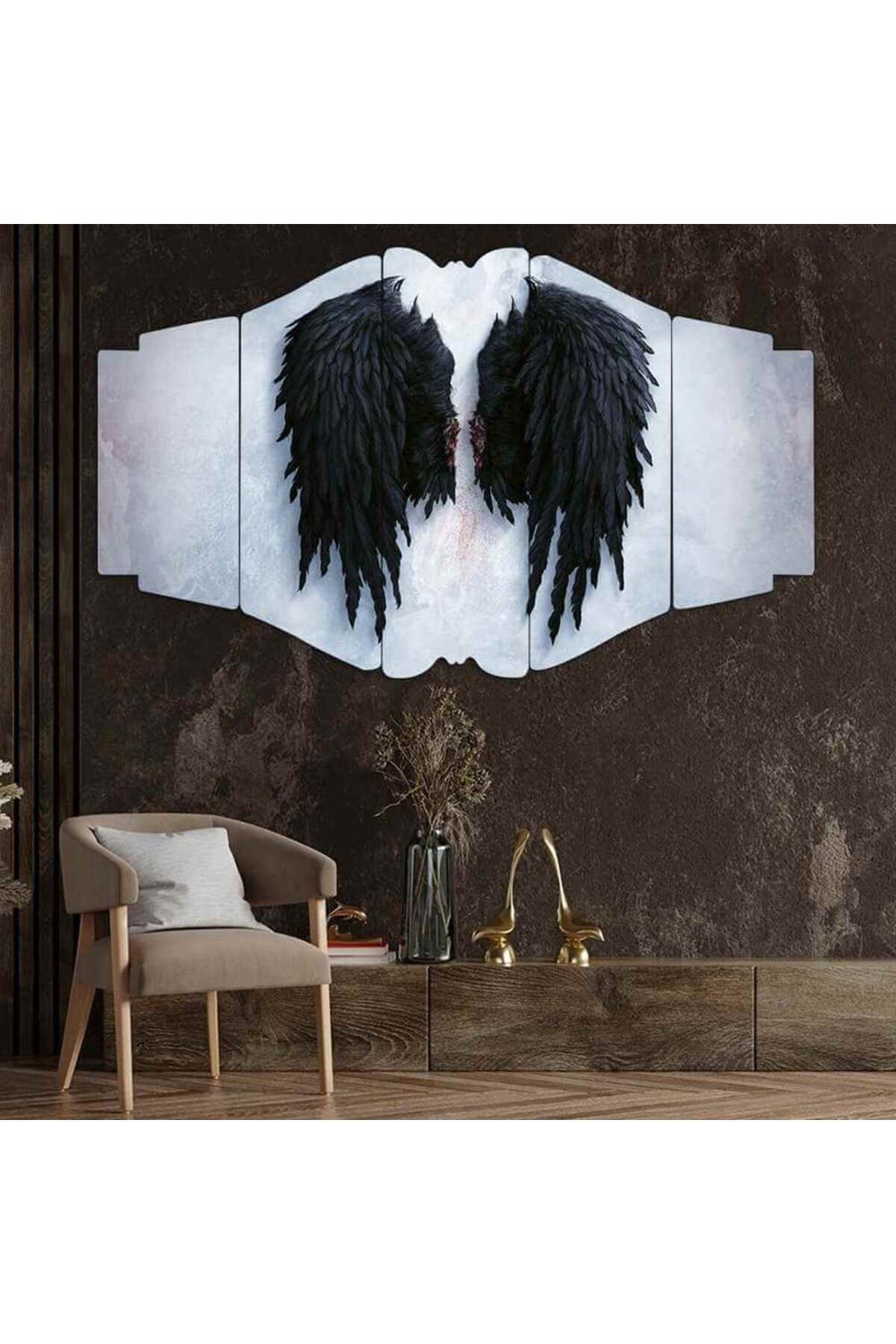 Kırık Siyah Kanatlar - 5 Parçalı Tablo