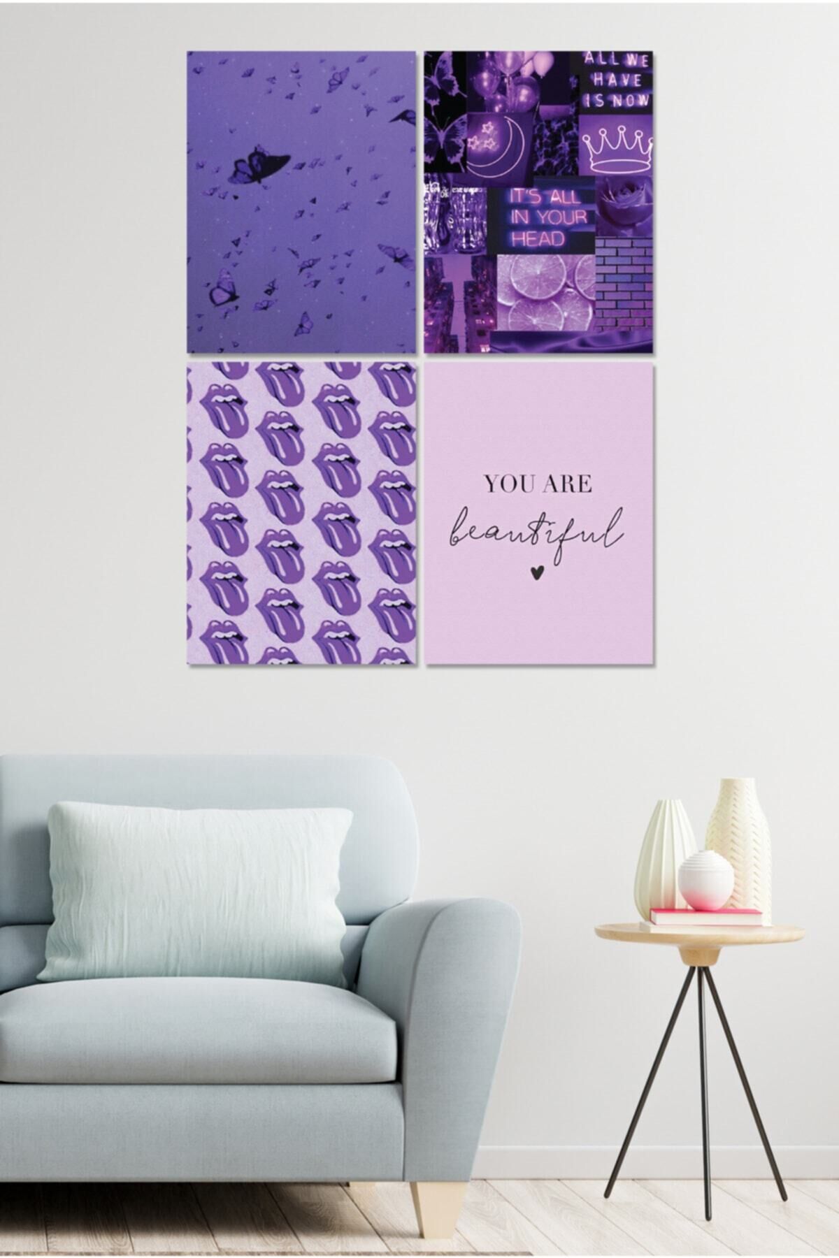 4 Parçalı Çerçeve Görünümlü Mdf Tablo Seti Dnu020