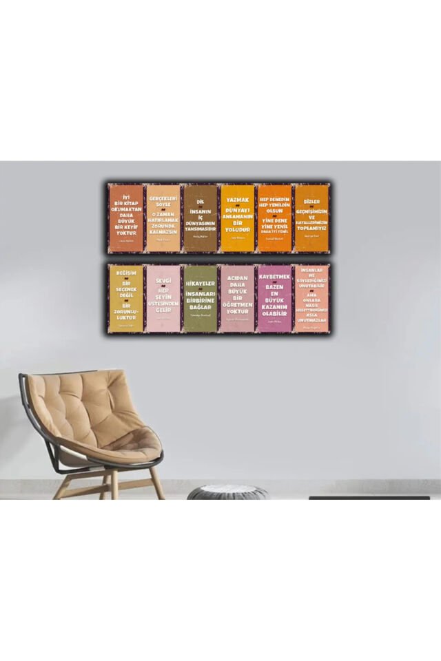 Edebiyat Sokağı Şairler Ve Yazarlar Retro Mdf Ahşap Poster Seti 12 Ad