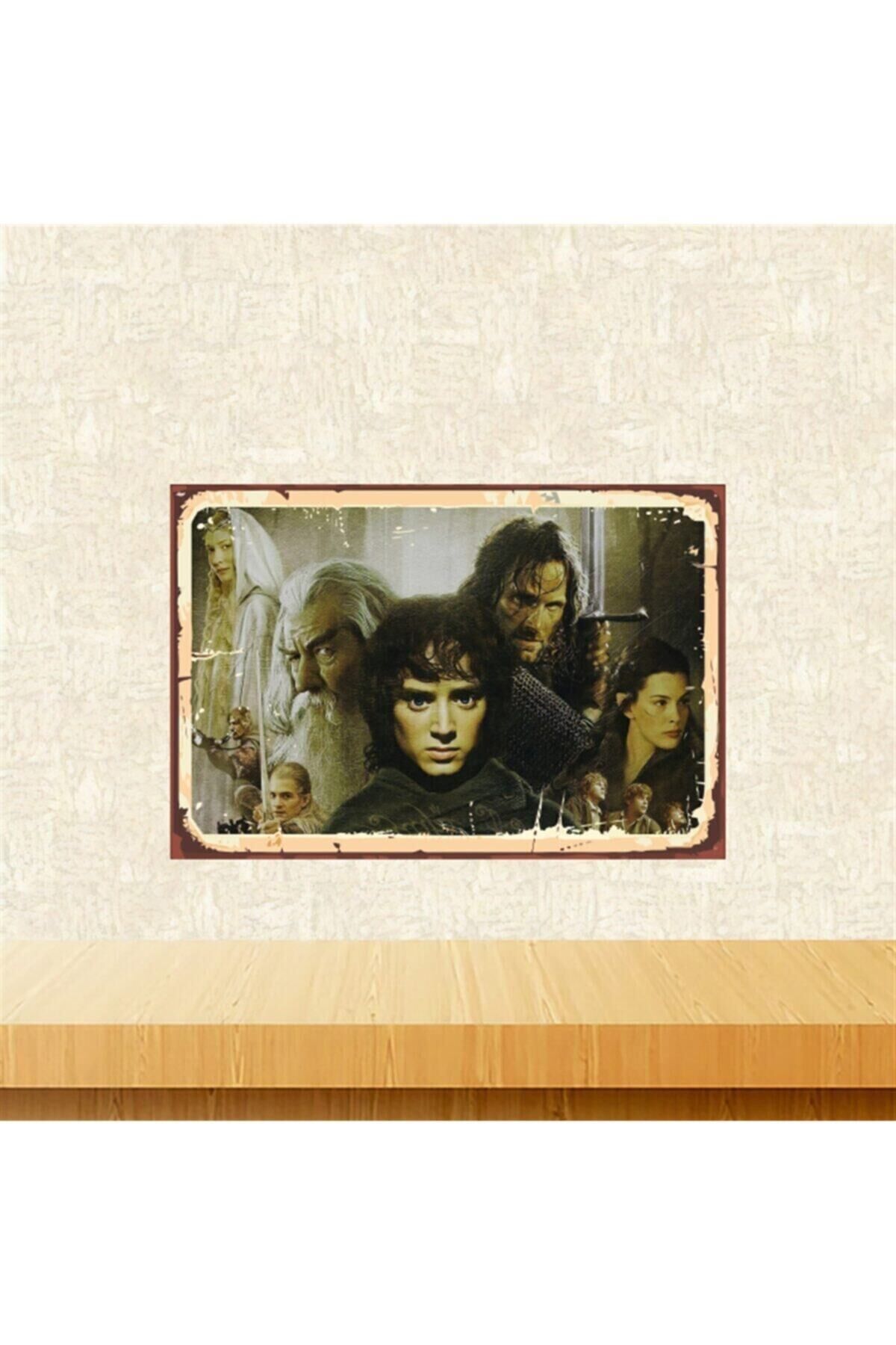 Yüzüklerin Efendisi Tasarımlı Retro Ahşap Tablo 20-30 cm Tkfx5626