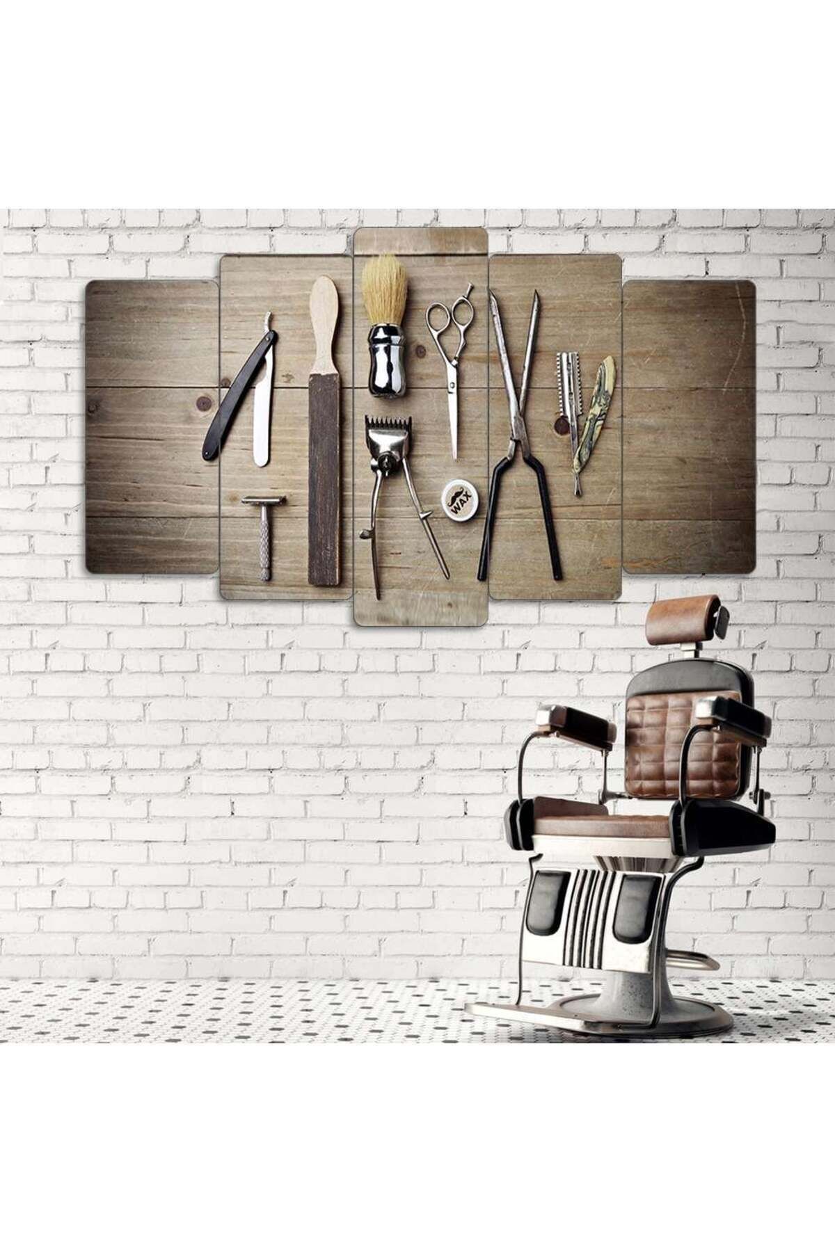 Ustaların Retro Ekipmanları - 5 Parçalı Berber Tablo