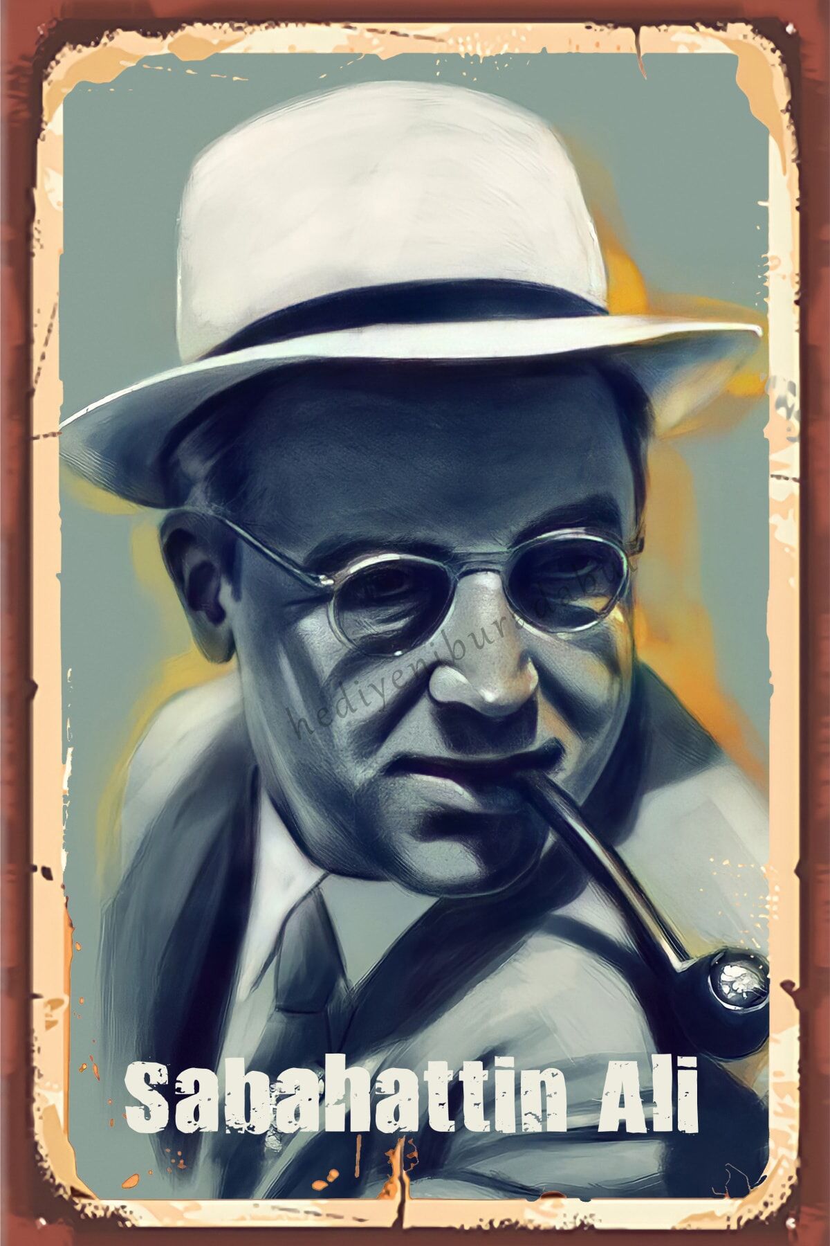 Sabahattin Ali Temalı Ahşap Poster / Tablo