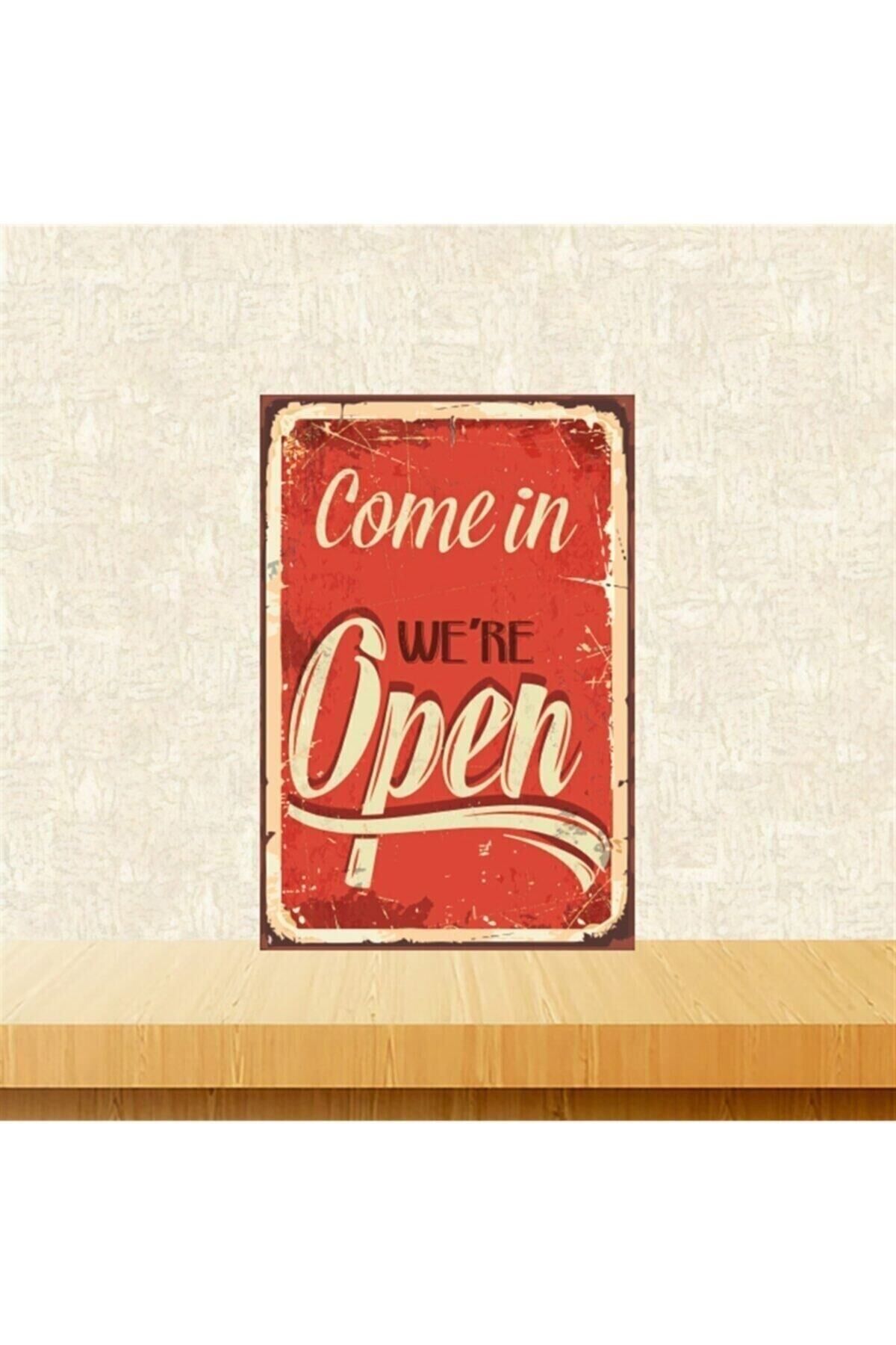 Come In Were Open 20-30 Cm Retro Ahşap Tablo Tkfx5321