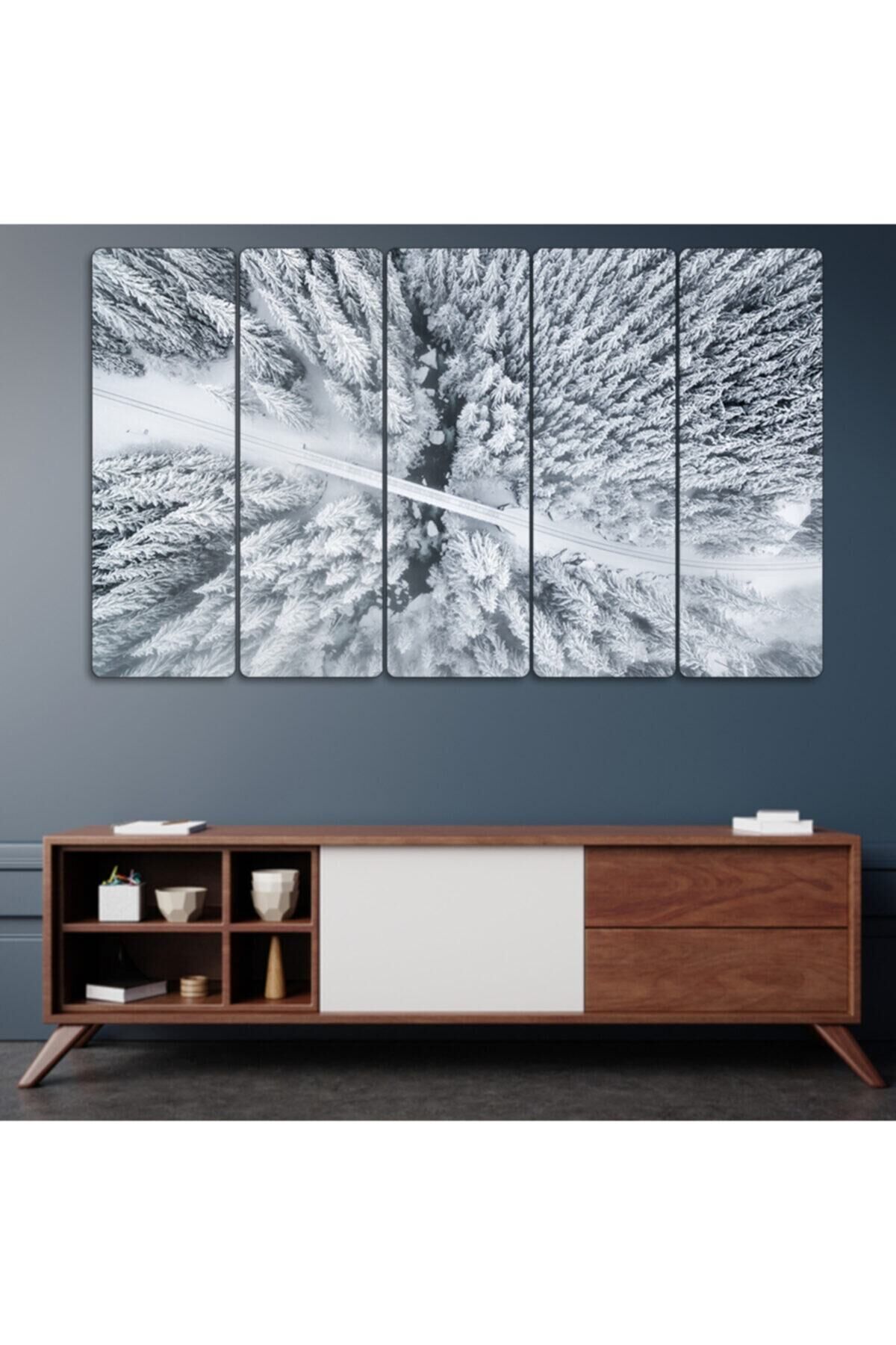 Karlı Ağaçlar - 5 Parçalı Tablo