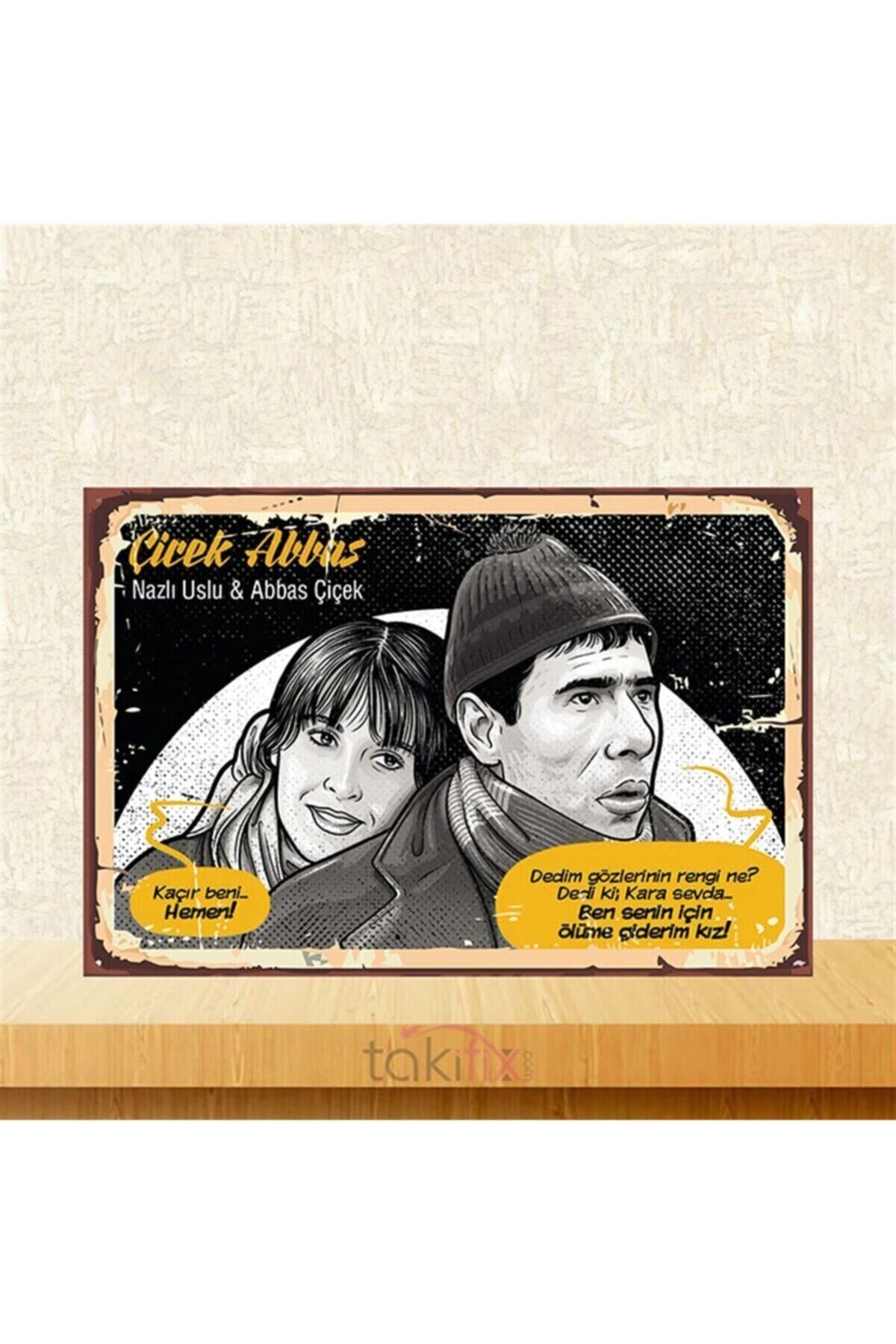 Nazlı Uslu Çiçek Abbas Kaçır Beni Retro Ahşap Poster 20-30 Cm