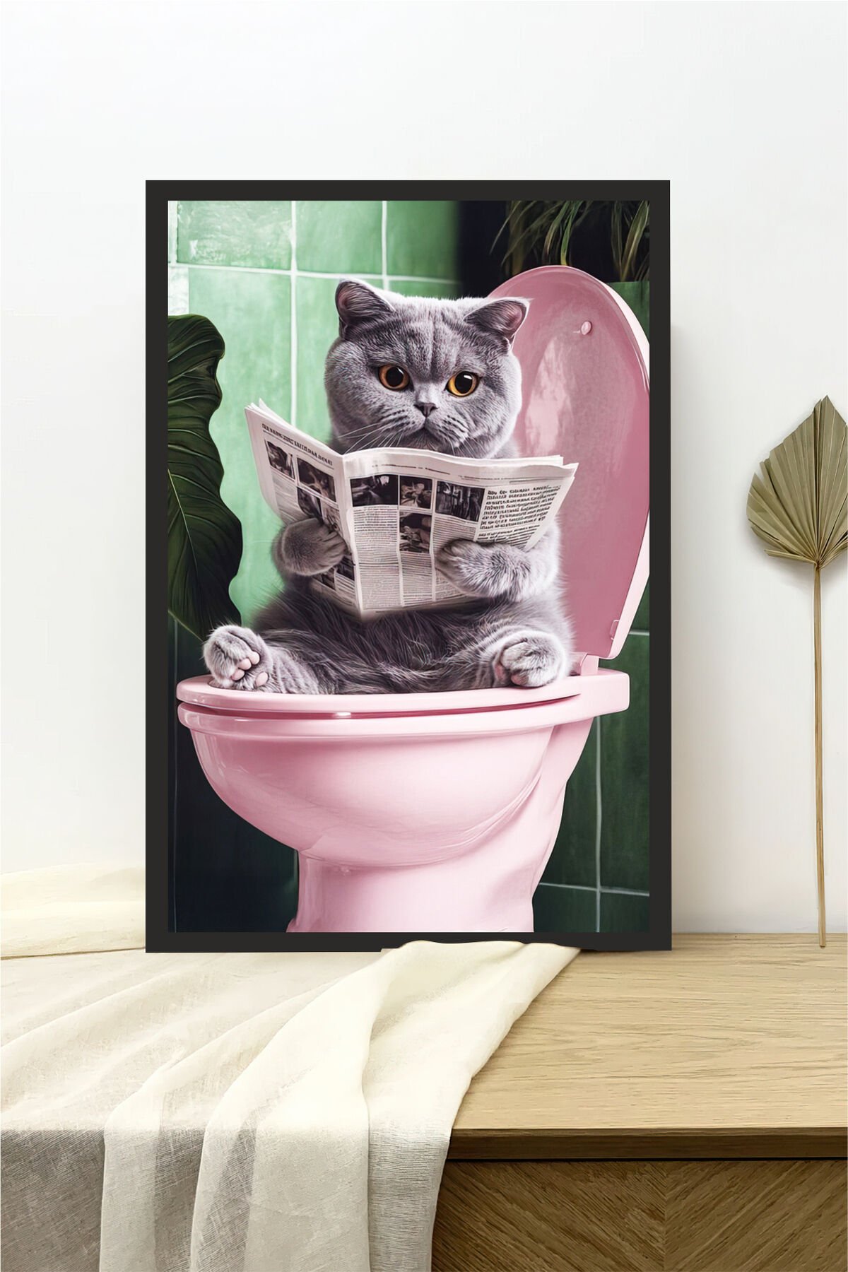 Kedi tasarımlı Çerçeve Görünümlü Mdf Tablo