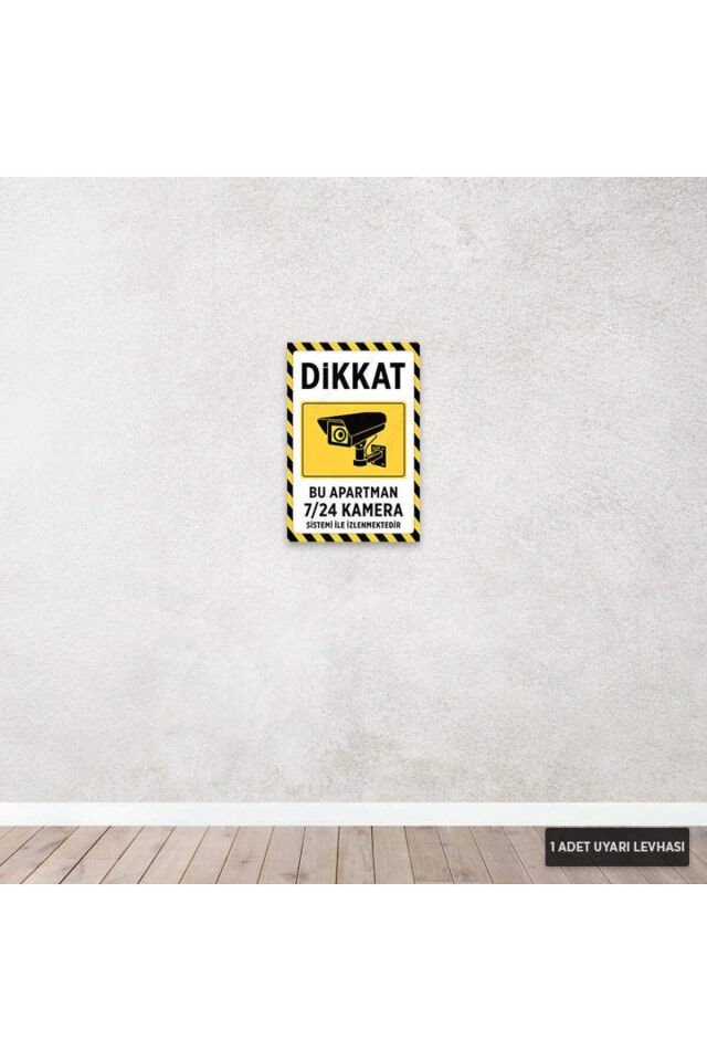 U1104 - Bu Apartman 7/24 Kamera Sistemi ile İzlenmektedir Dekota Uyarı Levhası (20x30cm)