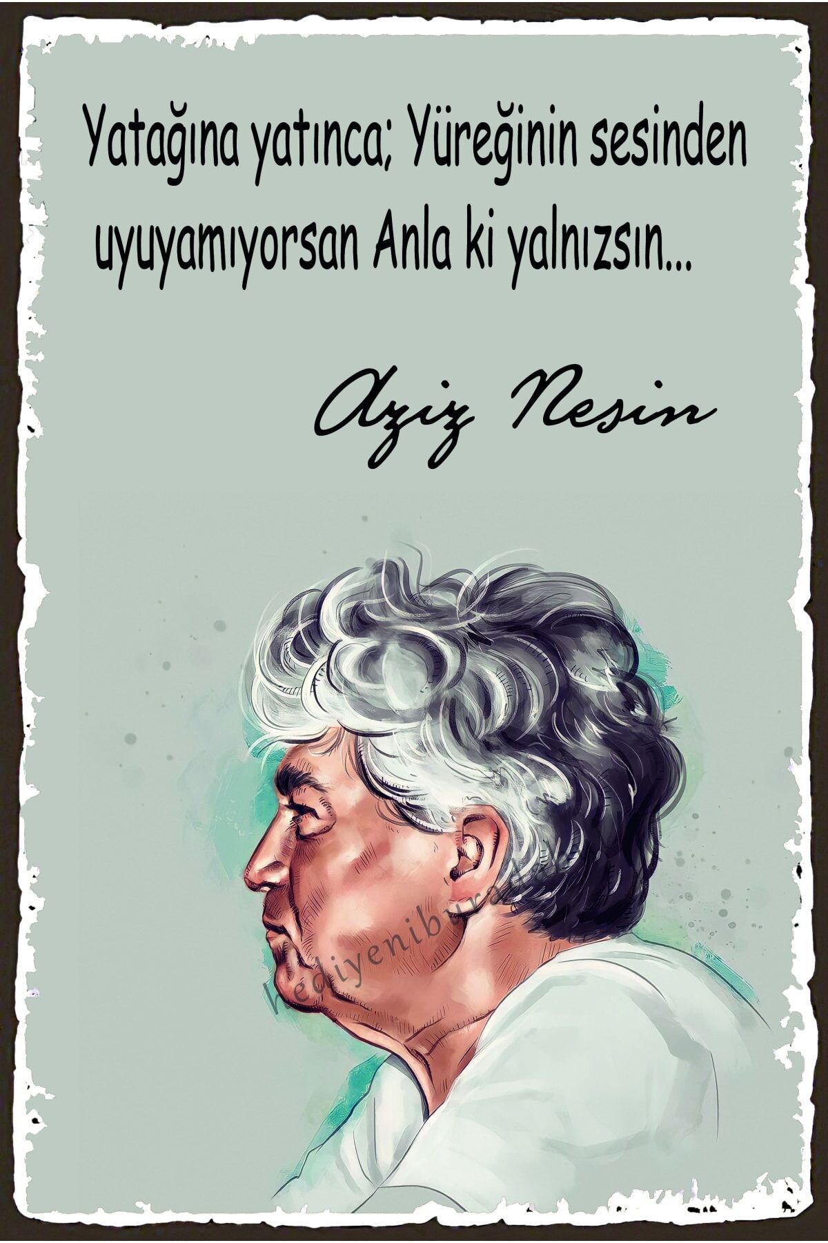 Aziz Nesin Temalı Ahşap Tablo / Poster