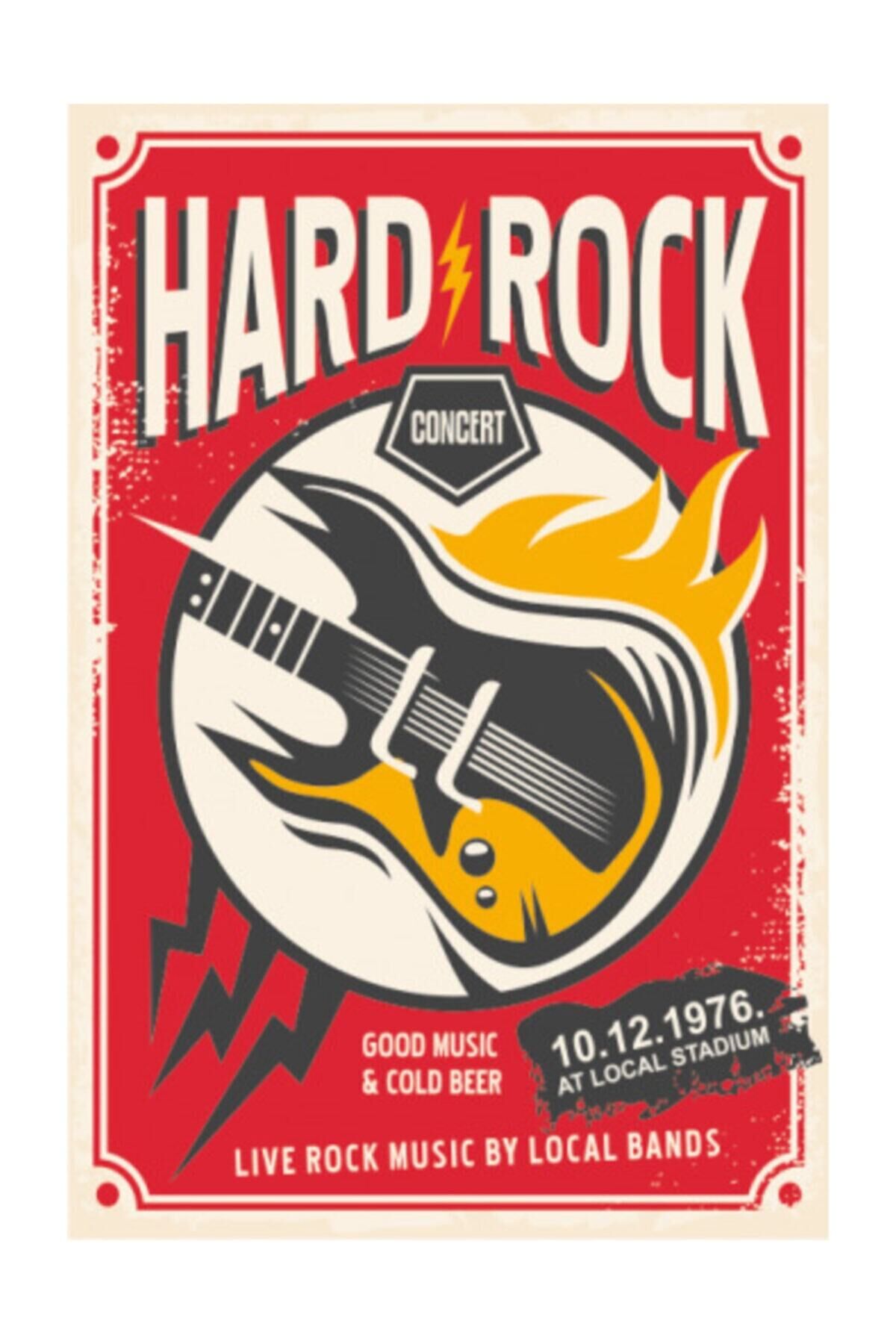 Hard Rock Retro Vintage Ahşap Poster