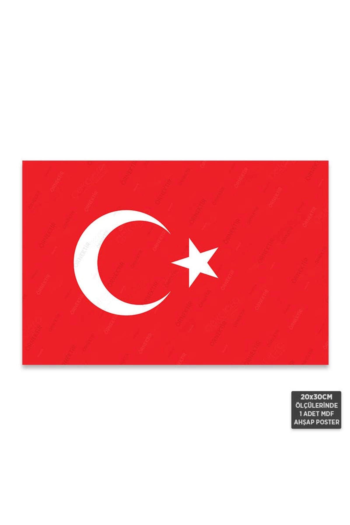 PT1261 - Türk Bayrağı Mdf Ahşap Poster (20x30cm)