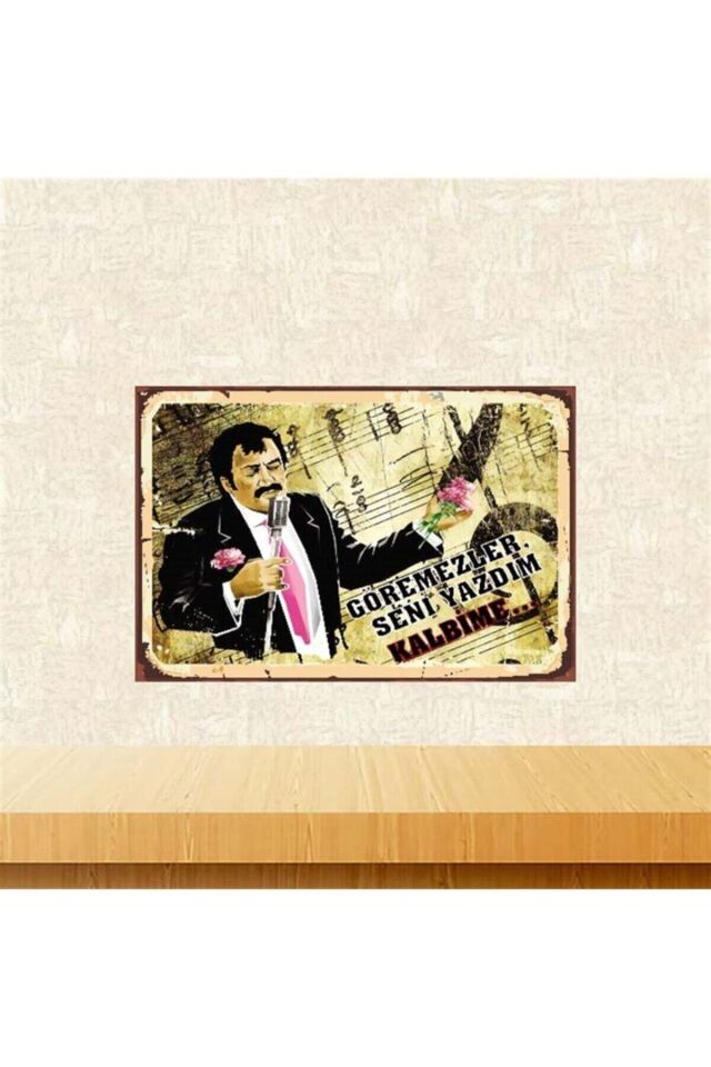 Seni Yazdım Kalbime Müslüm Gürses 20-30 Cm Retro Ahşap Poster