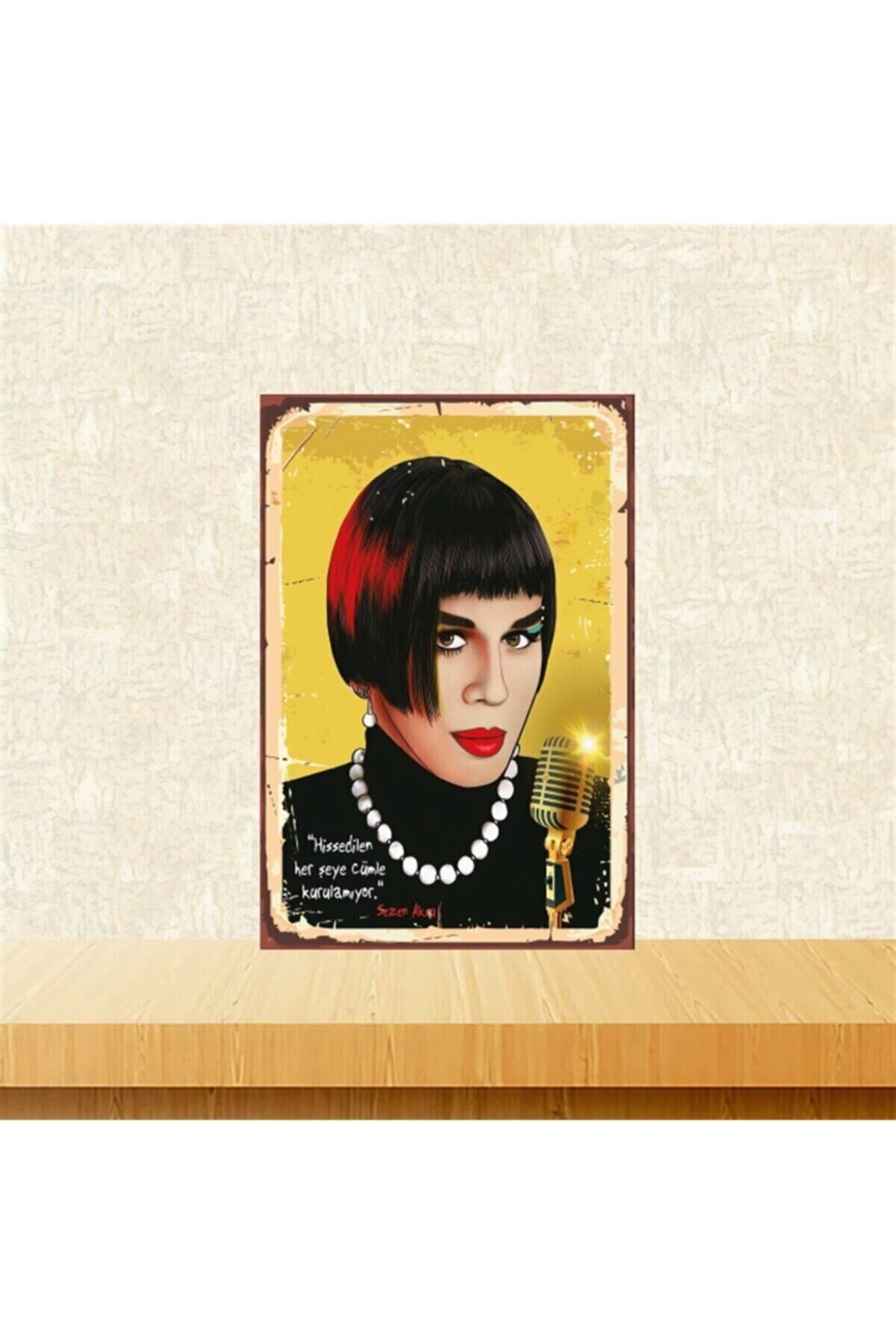 Sezen Aksu 20-30 cm Retro Ahşap Tablo Tkfx5861