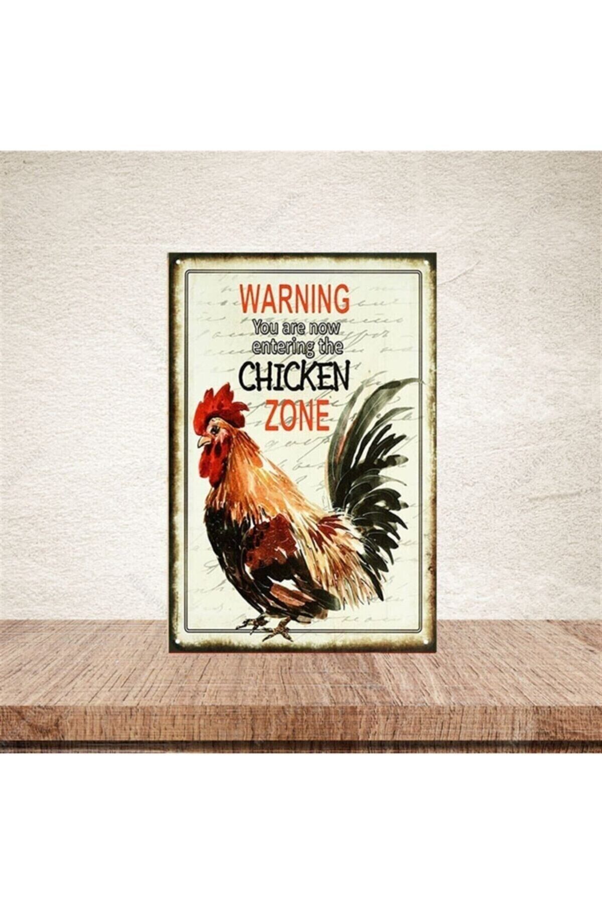 Chicken Zone 20-30 Cm Retro Ahşap Poster