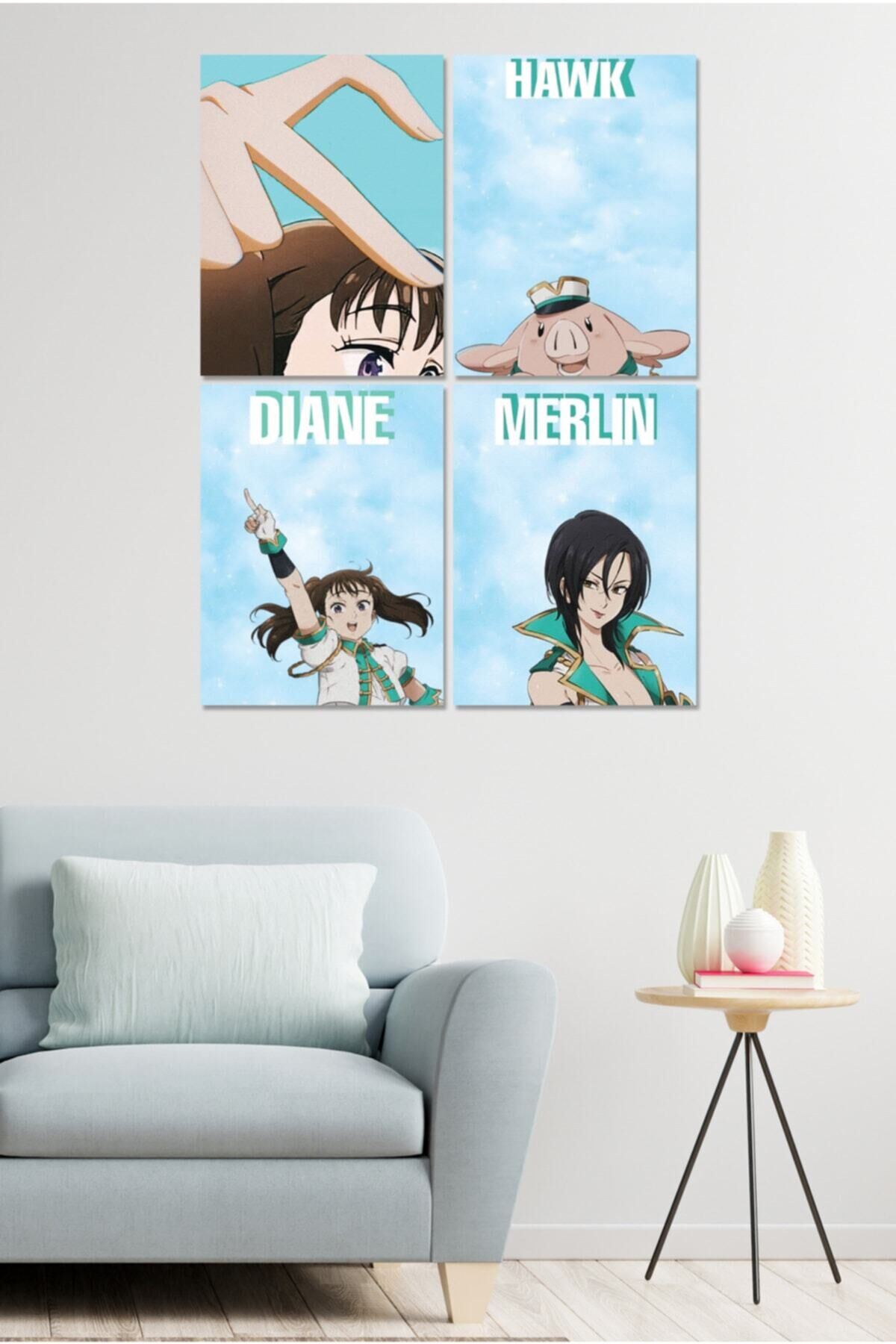 4 Parçalı Çerçeve Görünümlü Mdf Tablo Seti Dnu073