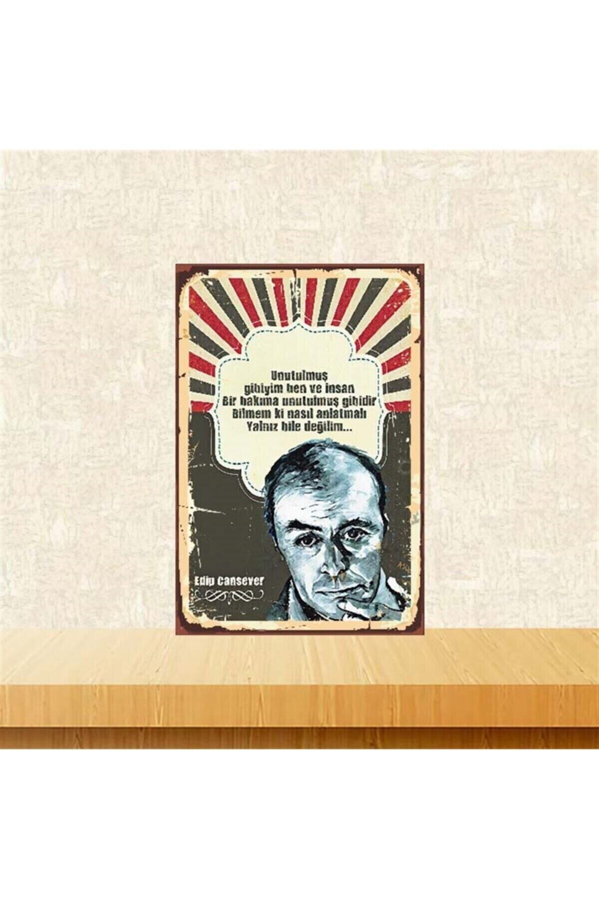 Edip Cansever 20-30 Cm Retro Ahşap Poster