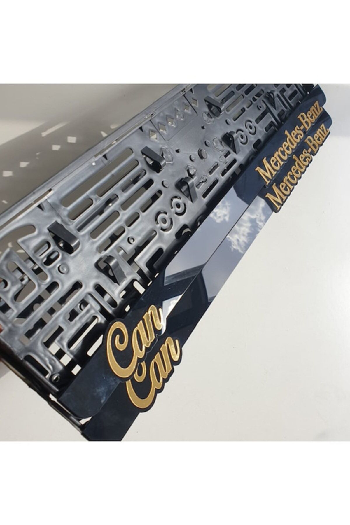 2 Adet 3d Aynalı Pianoblack Lazer Kesim Plakalık Mercedes