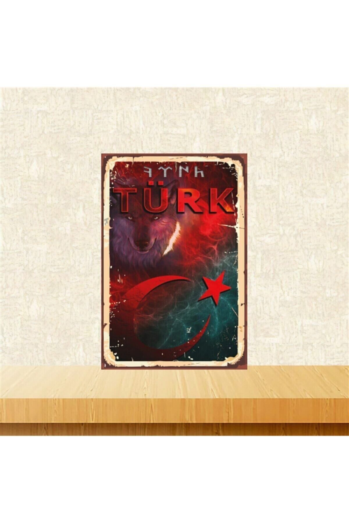 Türk Kurt 20-30 Cm Retro Ahşap Tablo Tkfx4835