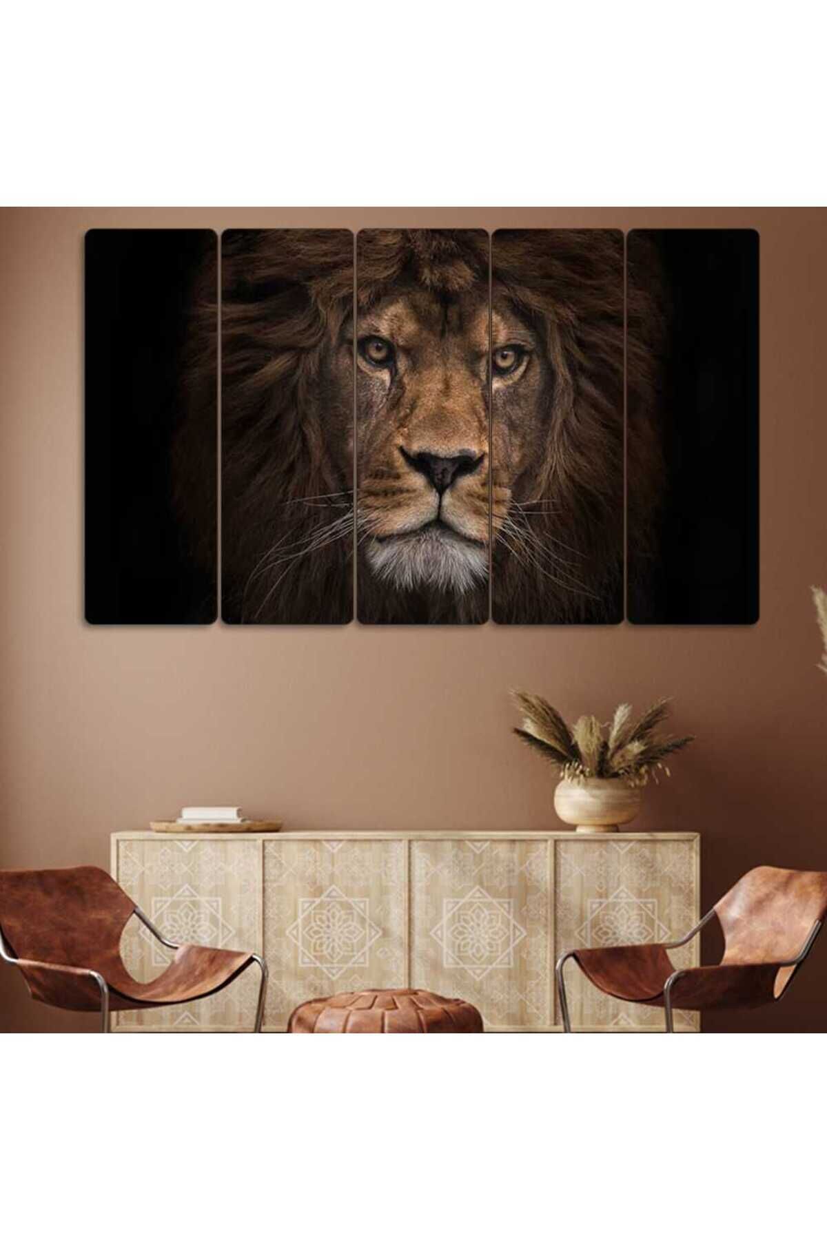 Aslan - 5 Parçalı Tablo