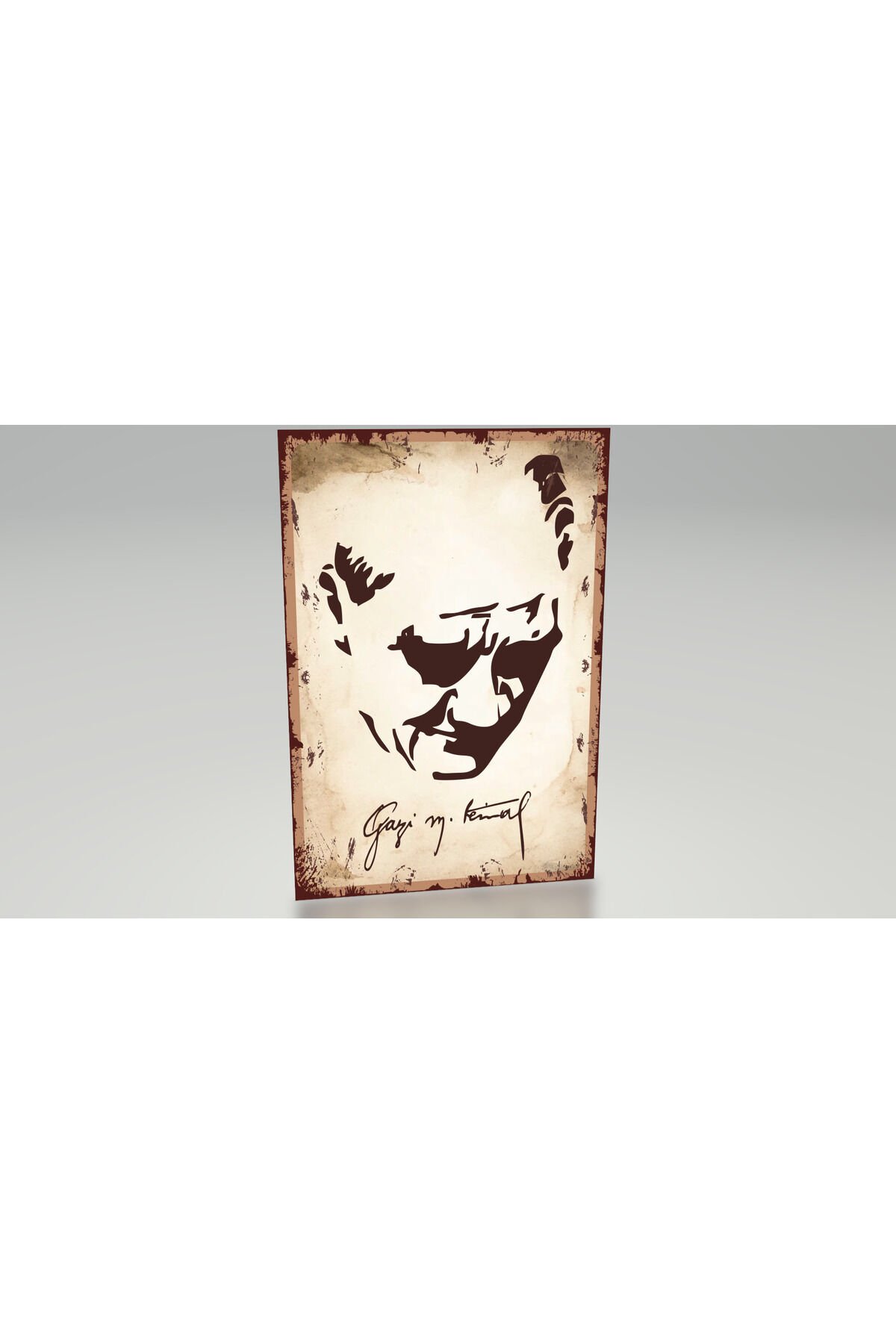 mustafa kemal atatürk imzalı portre silüet tablo retro ahşap poster