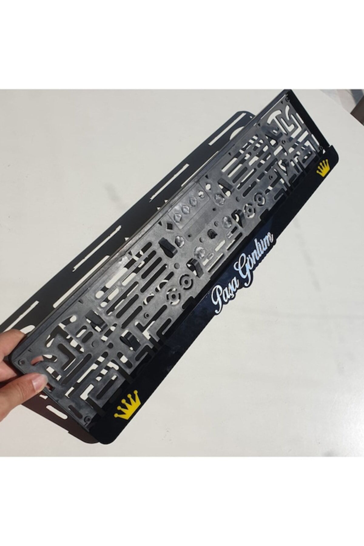 2 Adet 3d Aynalı Kral Taçlı Lazer Kesim Plakalık Uyumlu