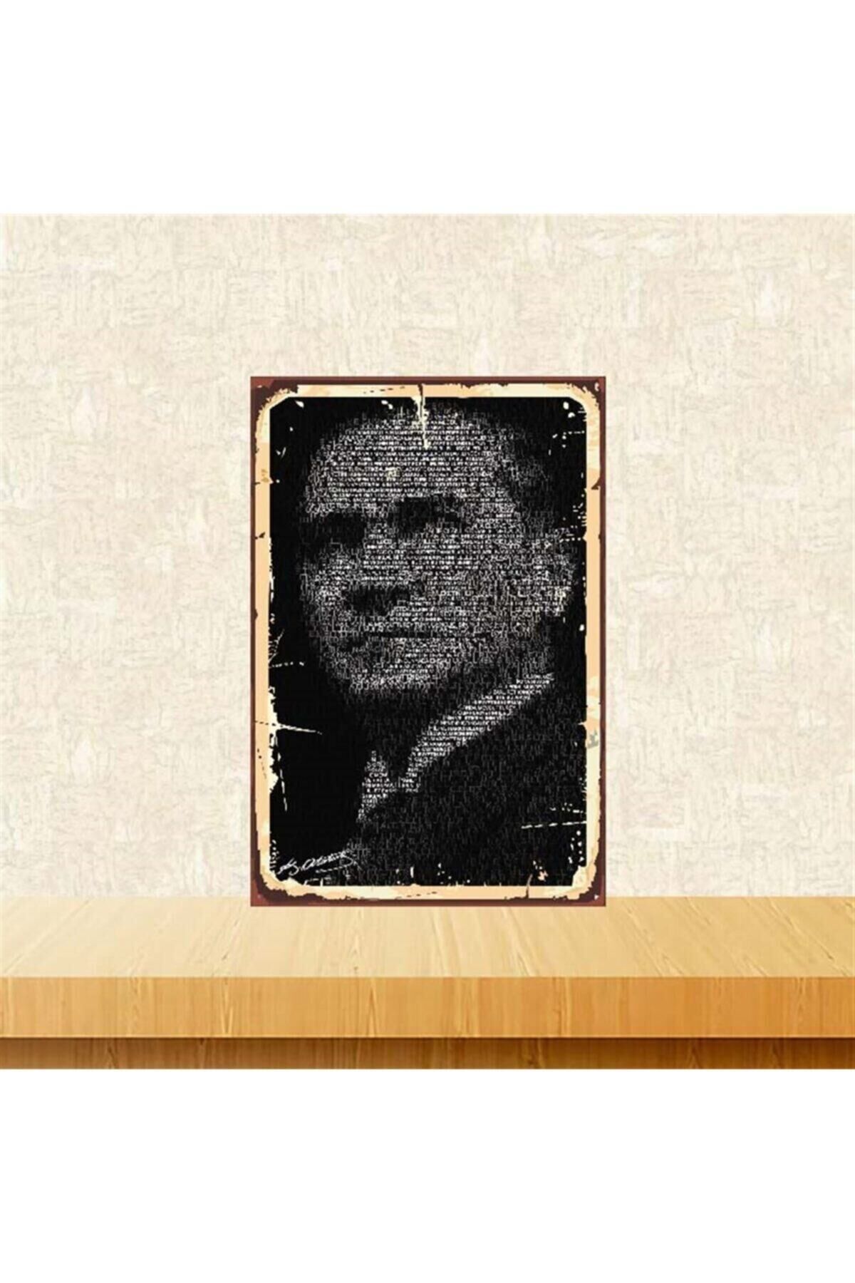 Mustafa Kemal Atatürk 20-30 Cm Retro Ahşap Poster