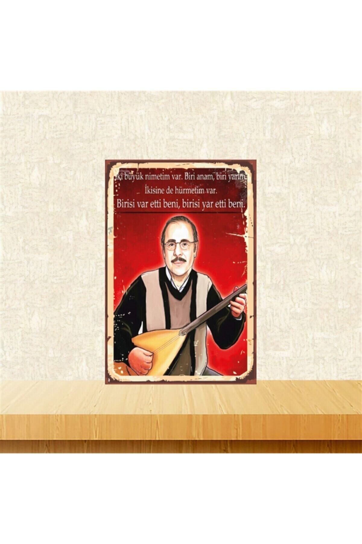 Neşet Ertaş Iki Büyük Nimetim Var 20-30 Cm Retro Ahşap Tablo Tkfx4742