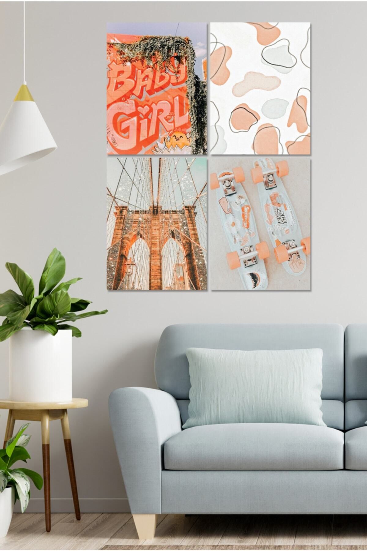 4 Parçalı Çerçeve Görünümlü Mdf Tablo Seti Dnu097