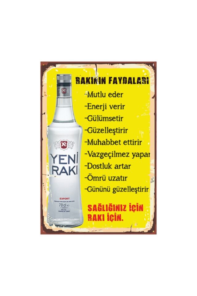 Rakının Faydaları Tasarımlı 20*30 Cm Ahşap Tablo