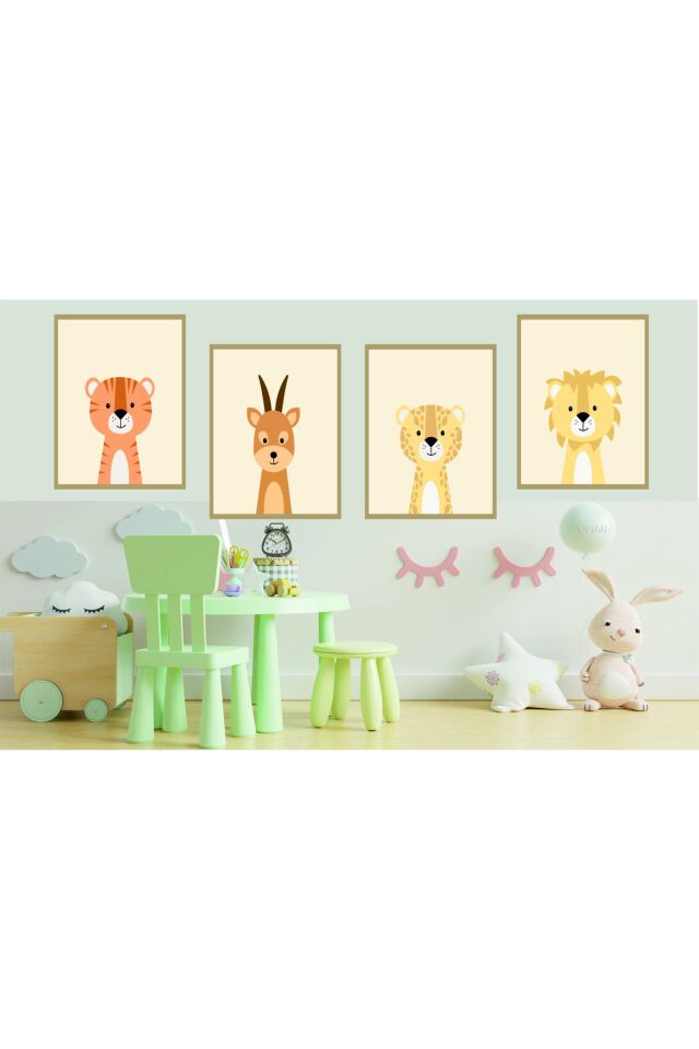 Çocuk Odası Takımı Dekoratif Retro Mdf Tablo ( Çerçeve Görünümlü )