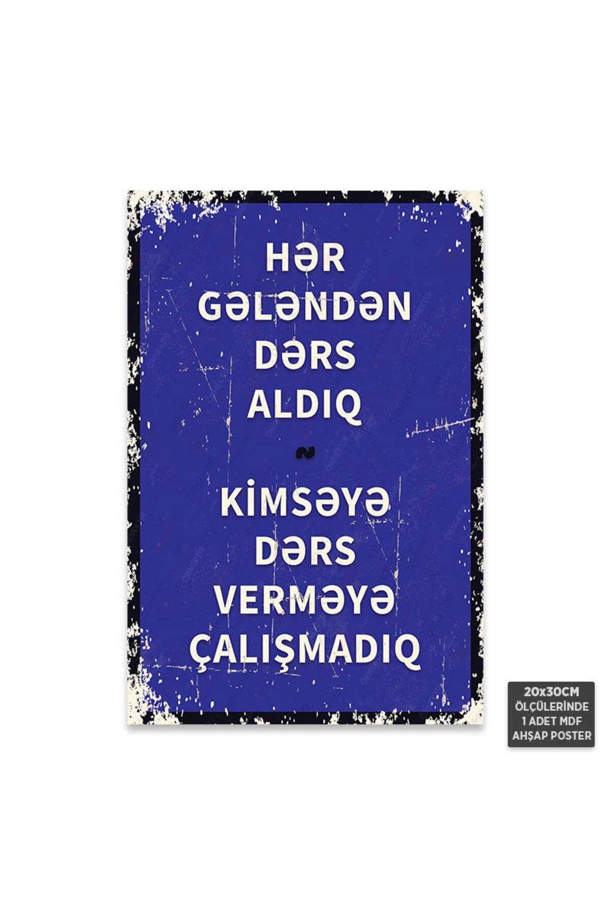 PT1256-AZE - Her Gelenden Ders Aldık Azerbaycan Türkçesi Retro Mdf Ahşap Poster (20x30cm)