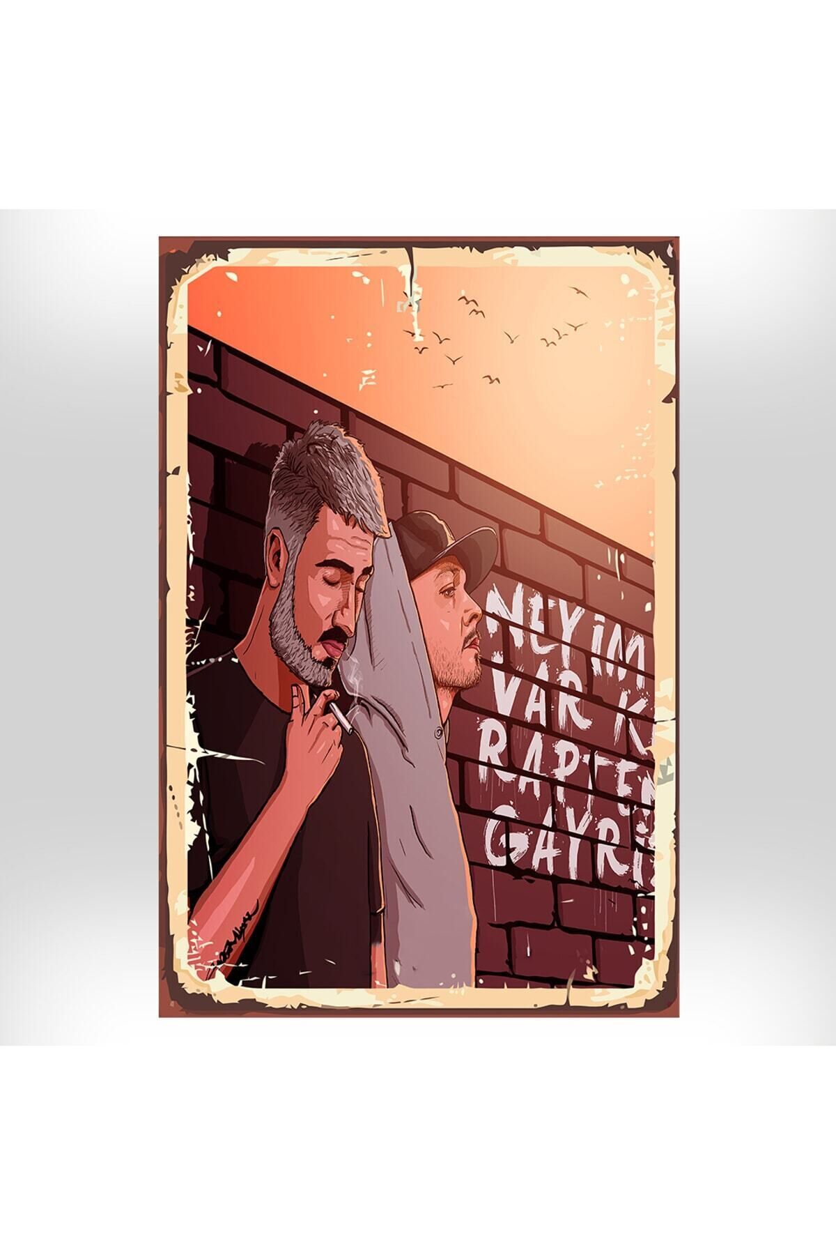 Ceza & Sagopa Kajmer Tasarımlı 20x30 Cm Retro Ahşap Tablo