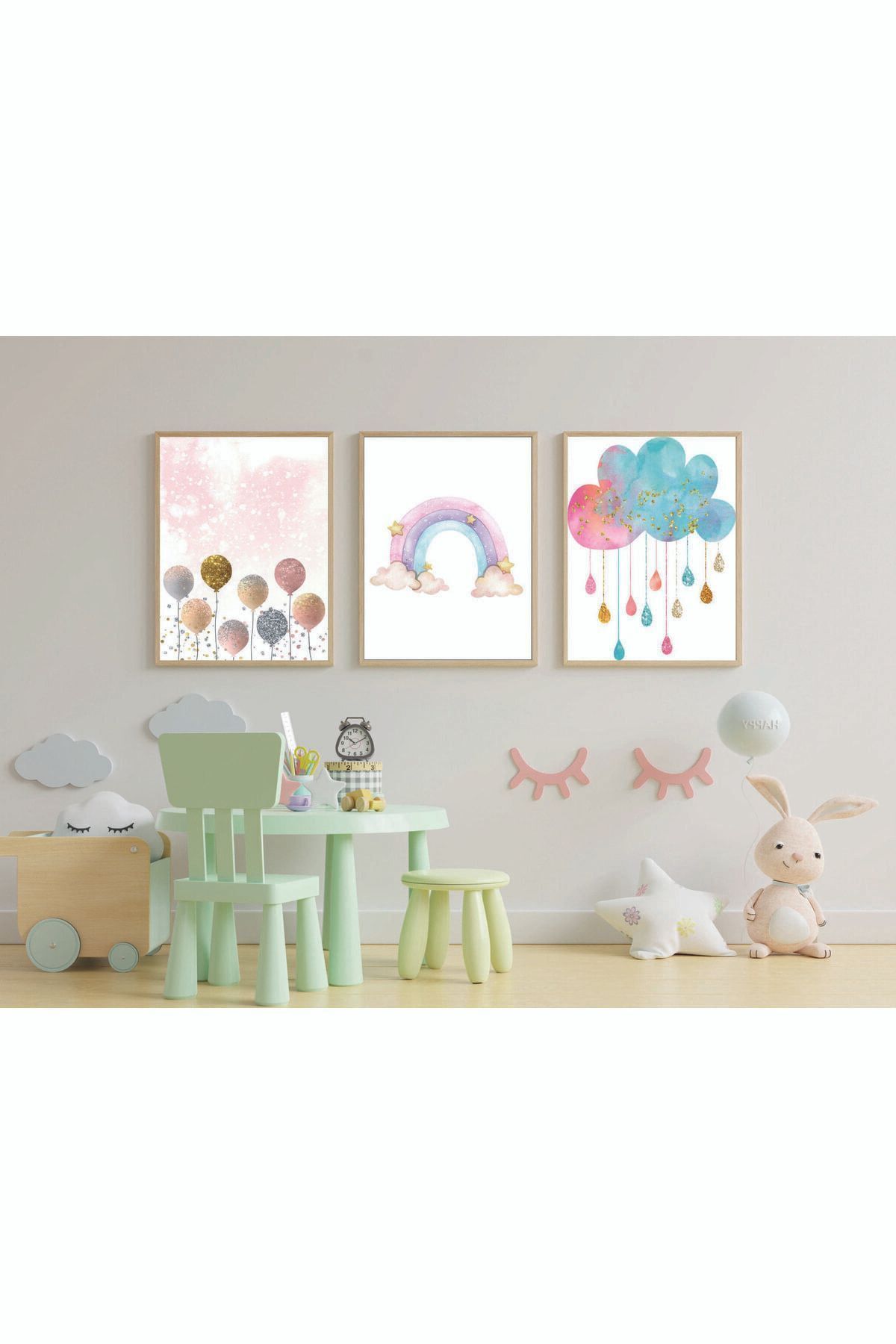 Çoçuk Odası Dekoratif Retro Mdf Tablo ( Çerçeve Görünümlü )