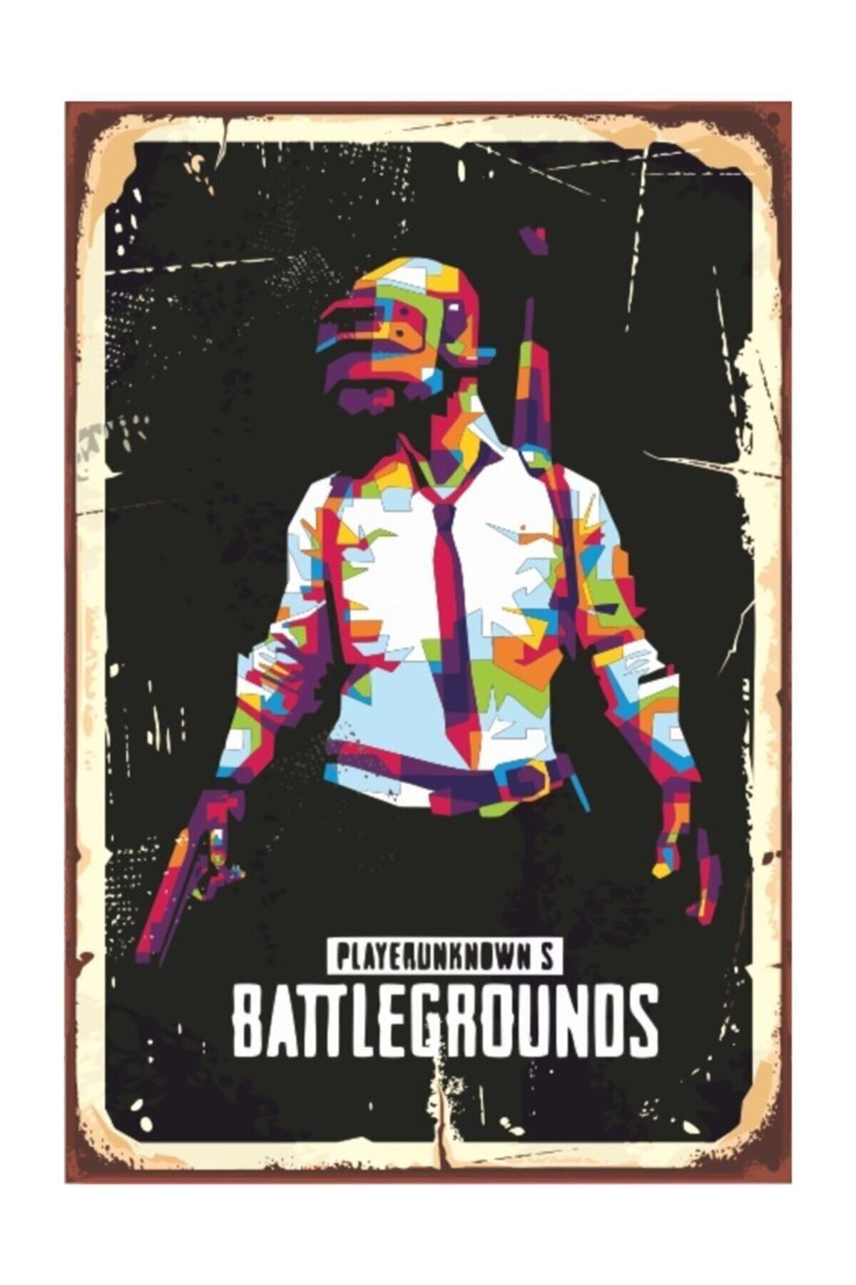 Pubg Retro Vintage Ahşap Poster