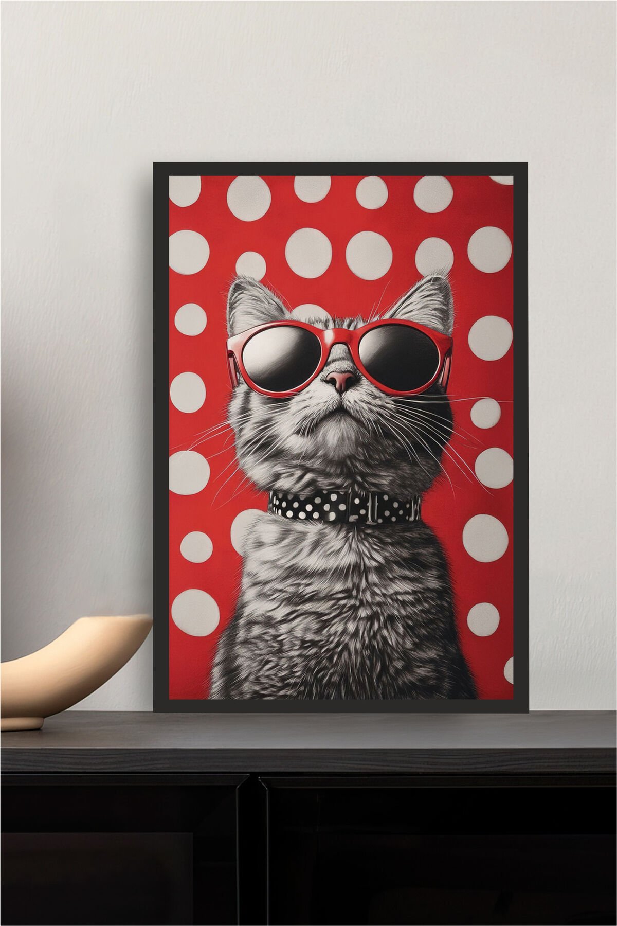 Kedi tasarımlı Çerçeve Görünümlü Mdf Tablo