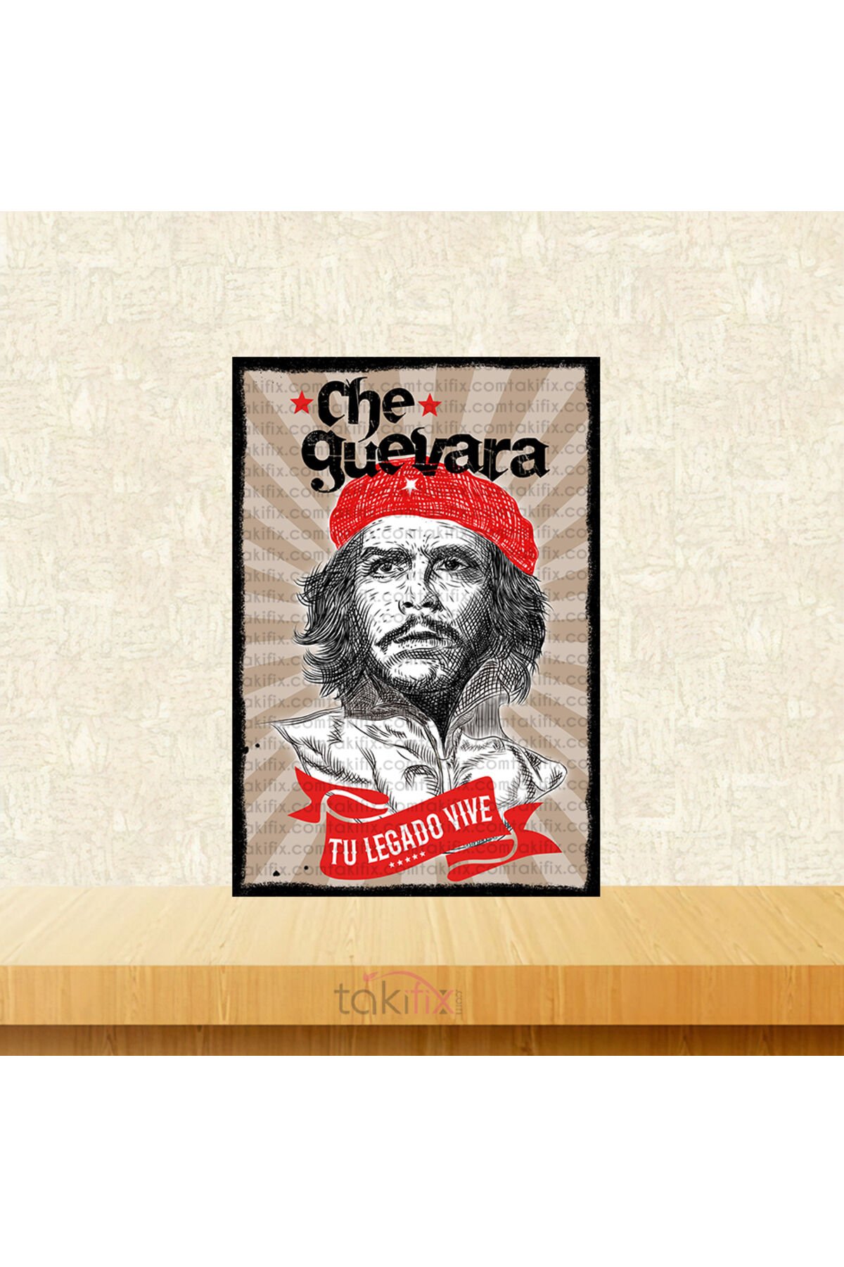 Che Guevara Tasarımlı 20x30 Cm Retro Ahşap Tablo