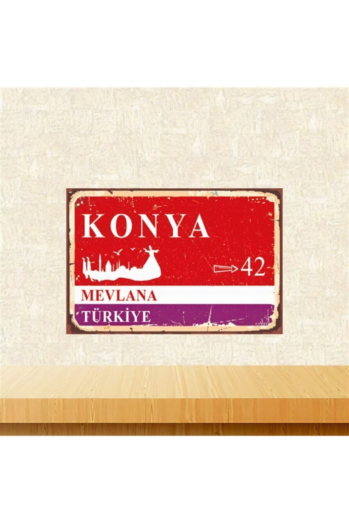 Konya Mevlana 20-30 Cm Retro Ahşap Tablo Tkfx5771