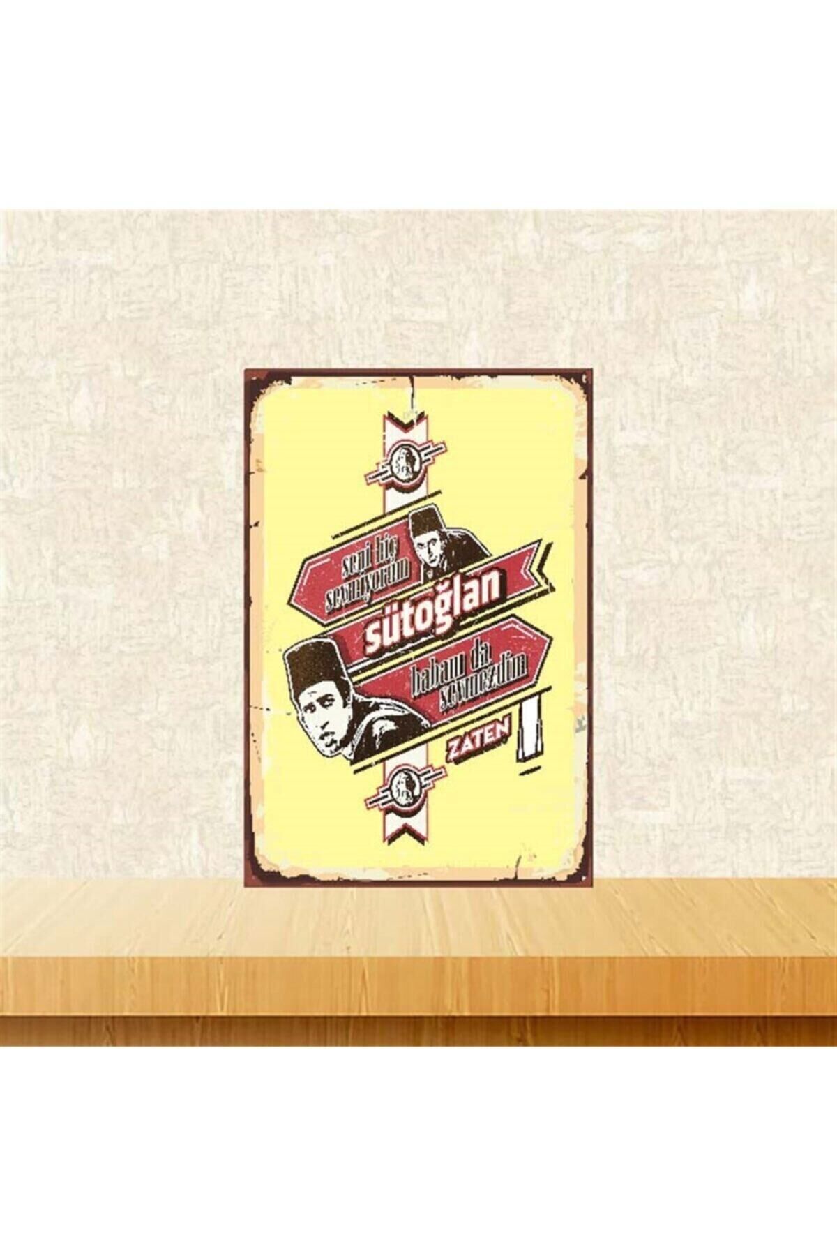 Süt Kardeşler Seni Hiç Sevmiyorum Süt Oğlan 20-30 cm Retro Ahşap Poster