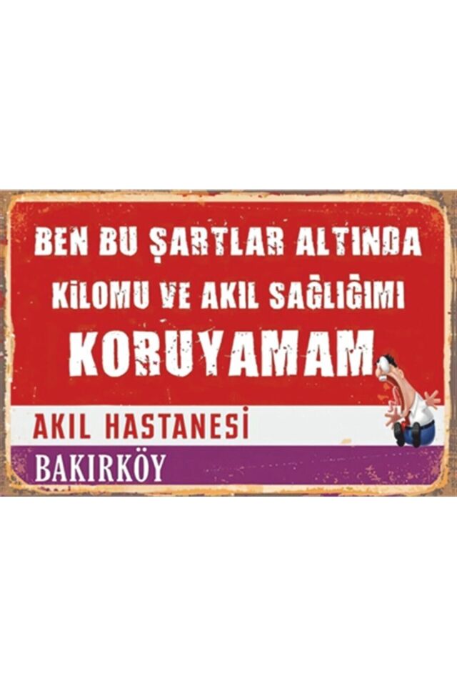 Akıl Hastanesi Bakırköy Sokak Tabelası Retro Ahşap Poster