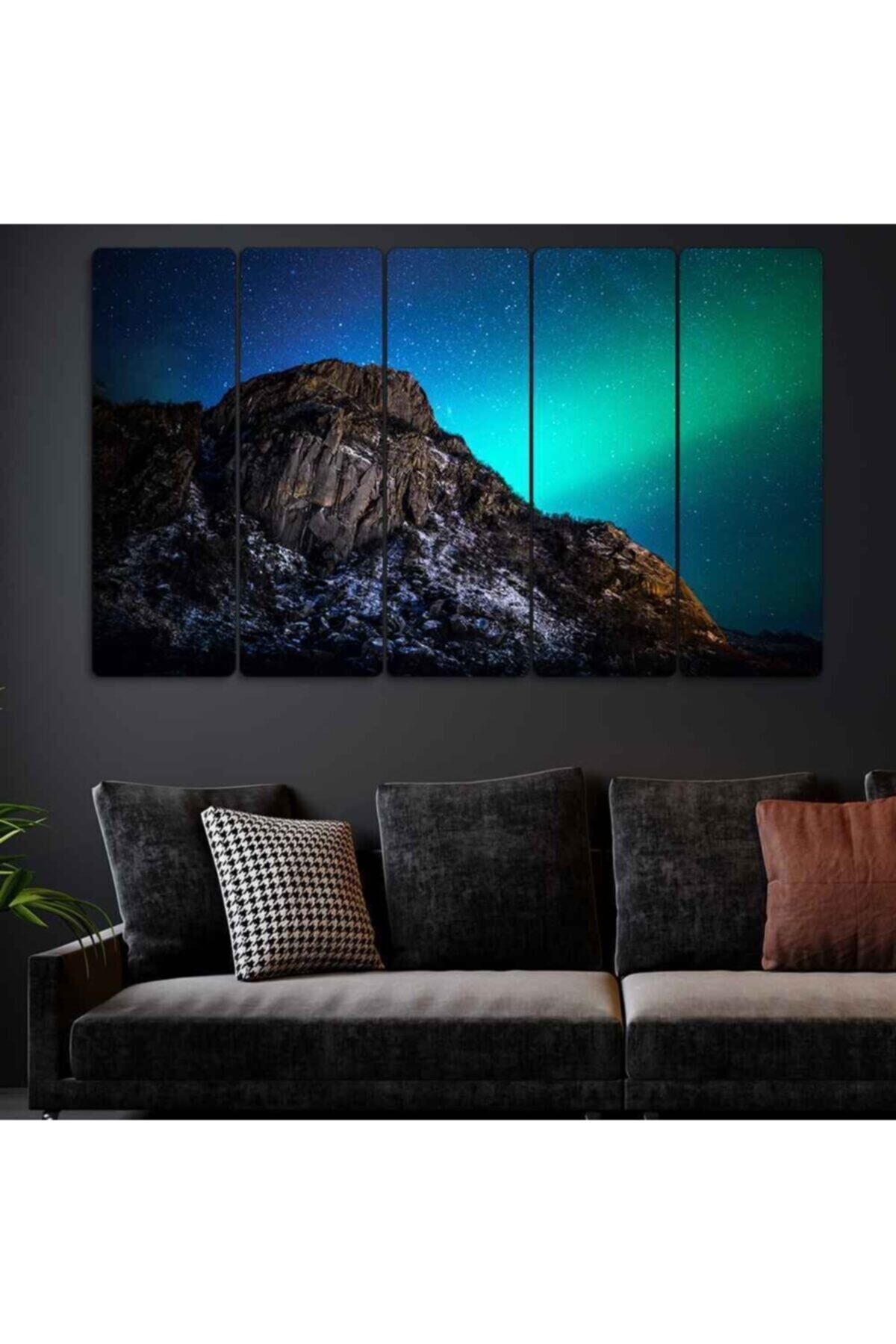 Kuzey Işıkları, Sibirya - 5 Parçalı Tablo