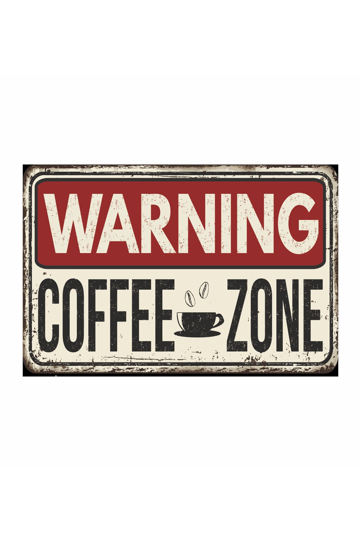 coffee zone uyarı kahve içme bölgesi kafe bar mutfak dekor tablo retro ahşap poster