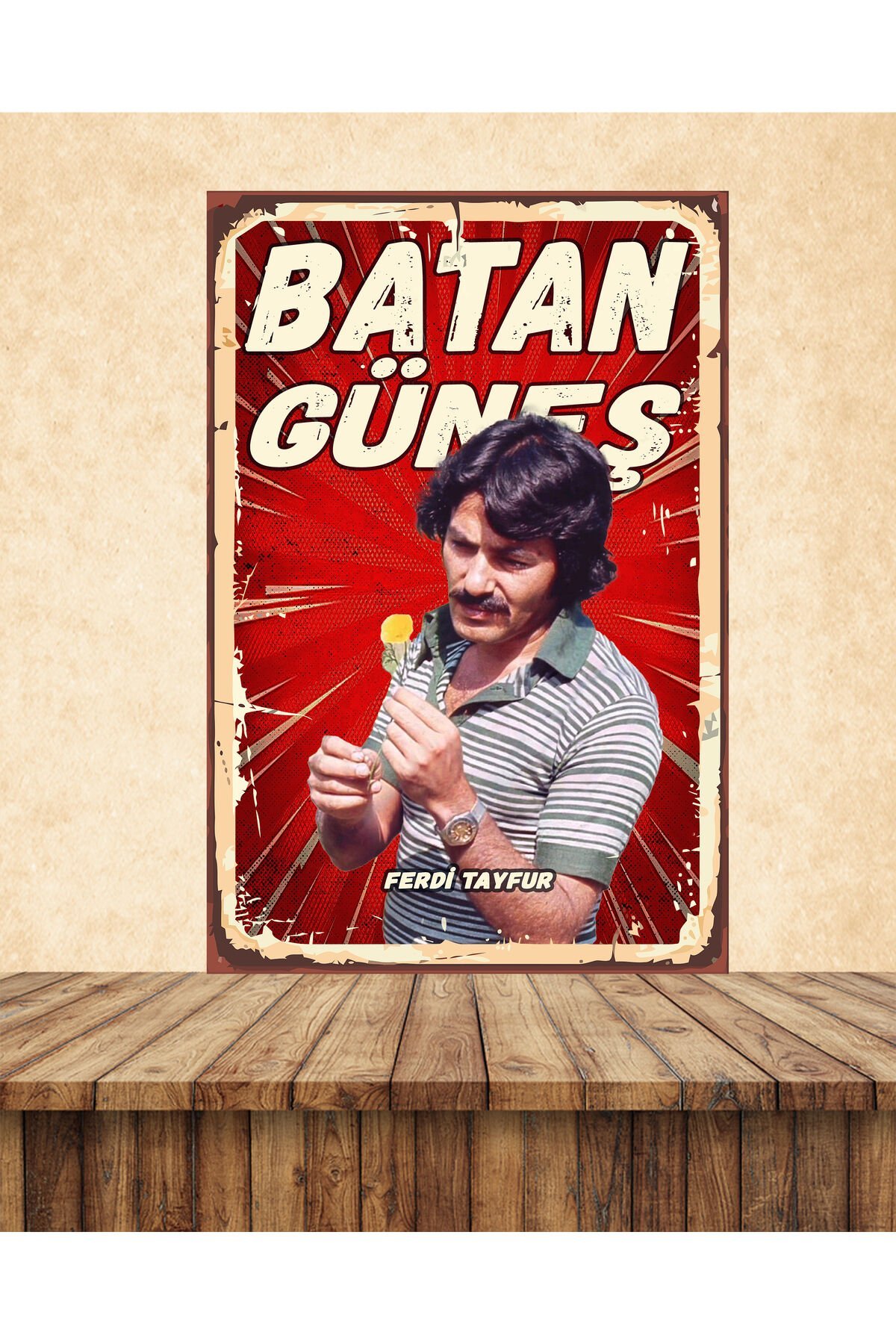 Ferdi Tayfur Batan Güneş Temalı 20 x 30 CM MDF Duvar Tablosu 06