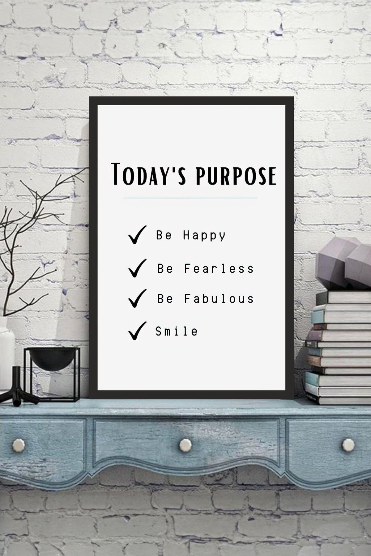 motto yazılı çerçeve görünümlü mdf tablo