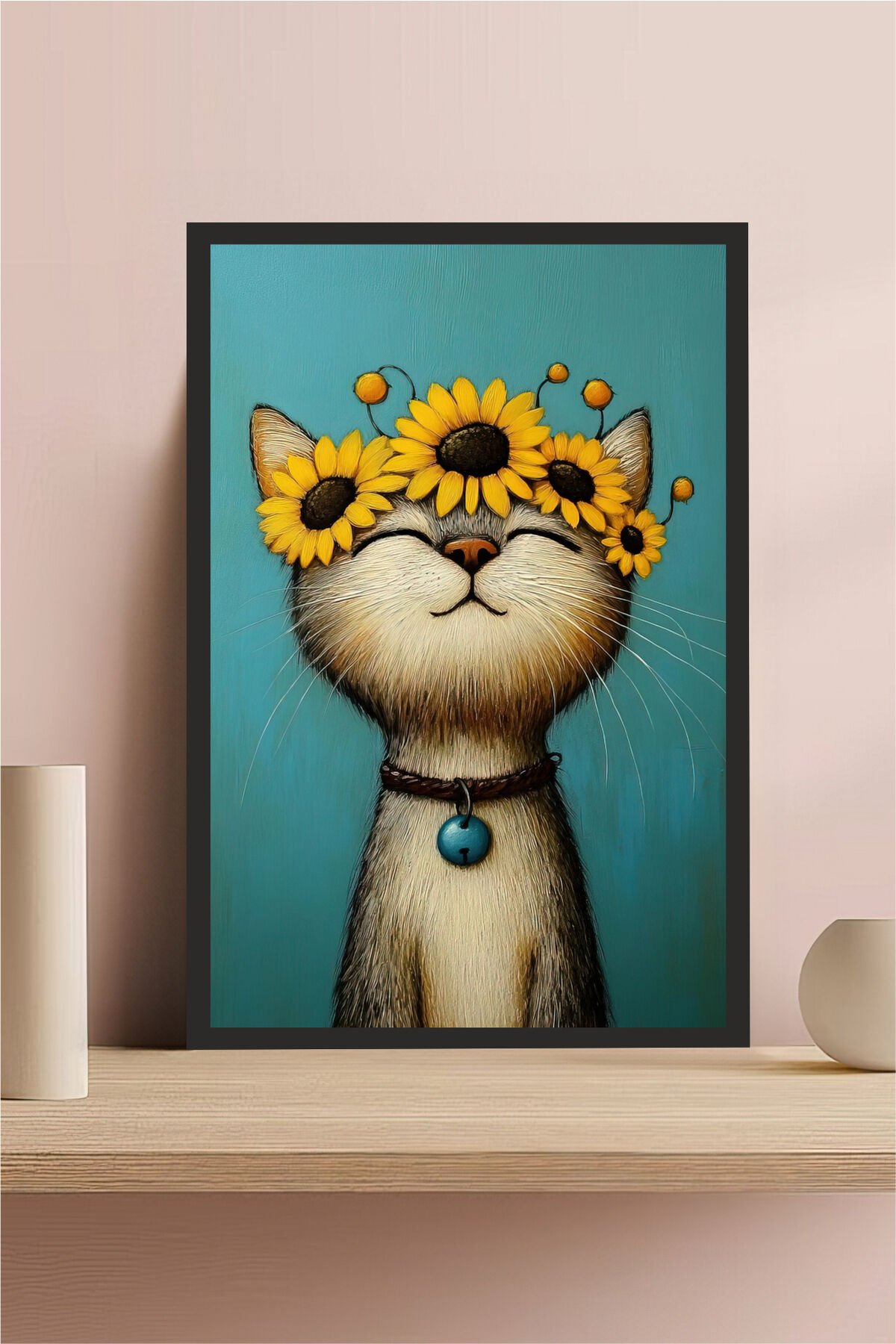 Kedi tasarımlı Çerçeve Görünümlü Mdf Tablo